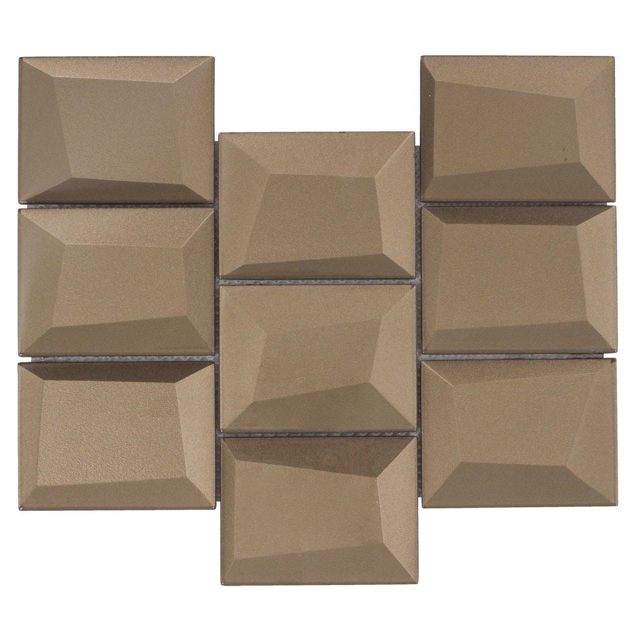 Dimensional Bronze Glass Wall Tile - Elegant Backsplash for Kitchen & Bathroom Decor