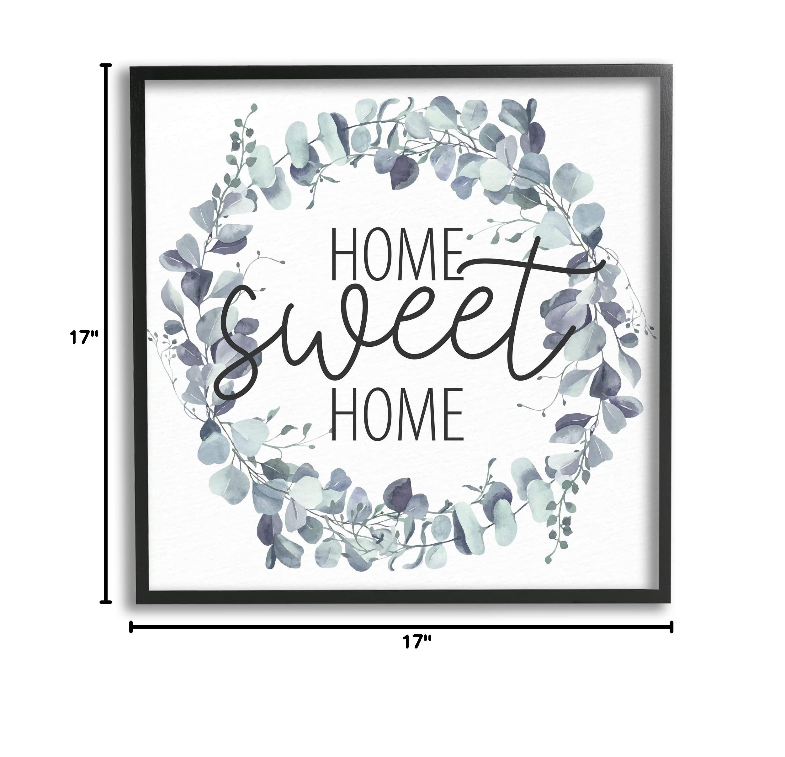 Stupell Industries 'Home Sweet Home' Blue Green Eucalyptus Wreath Wall Decor - Kim Allen Design - Perfect for Farmhouse Entryway, Front Door Welcome Decor & Cozy Living Room Accent