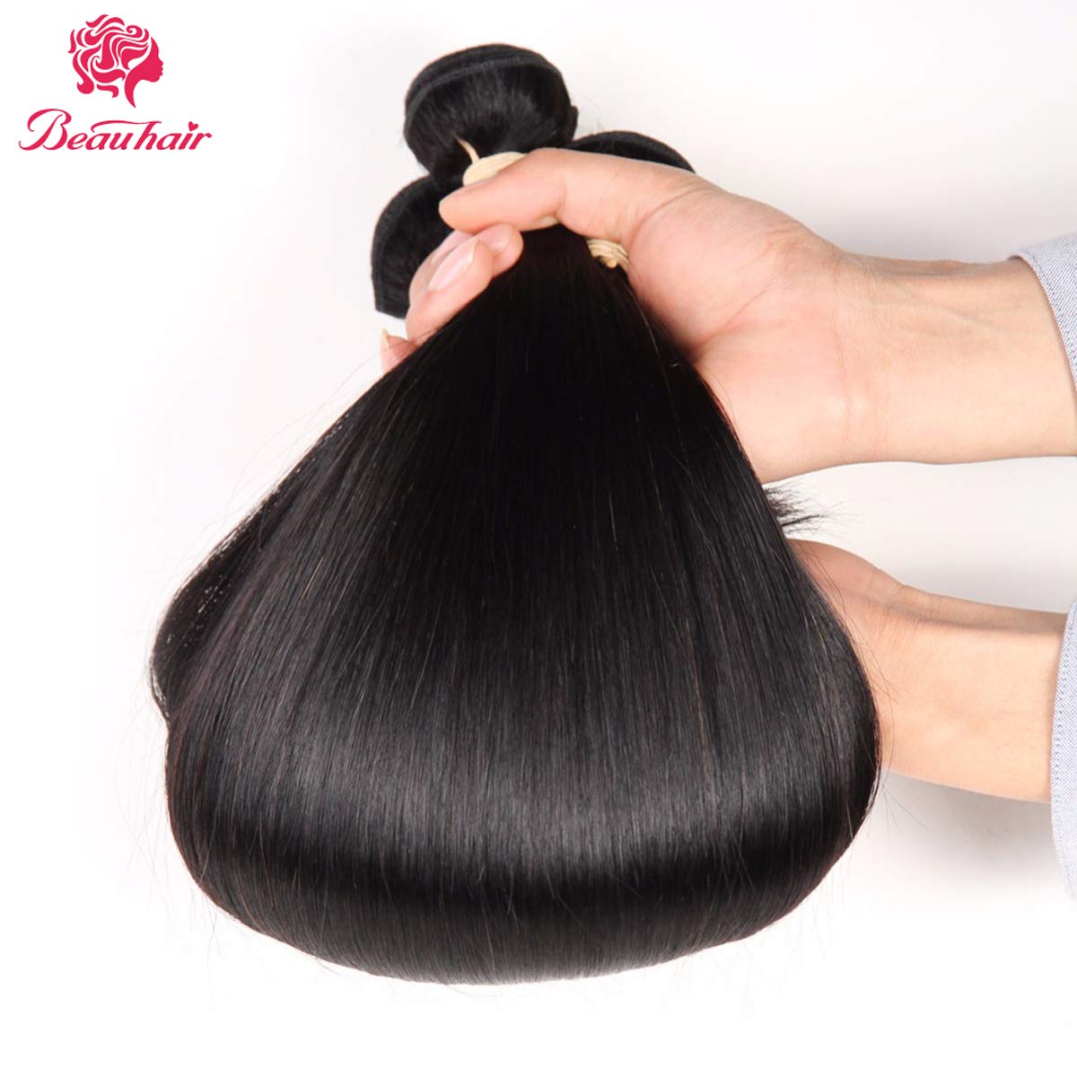 100% Brazilian Straight Virgin Human Hair Bundles with Lace Closure (22