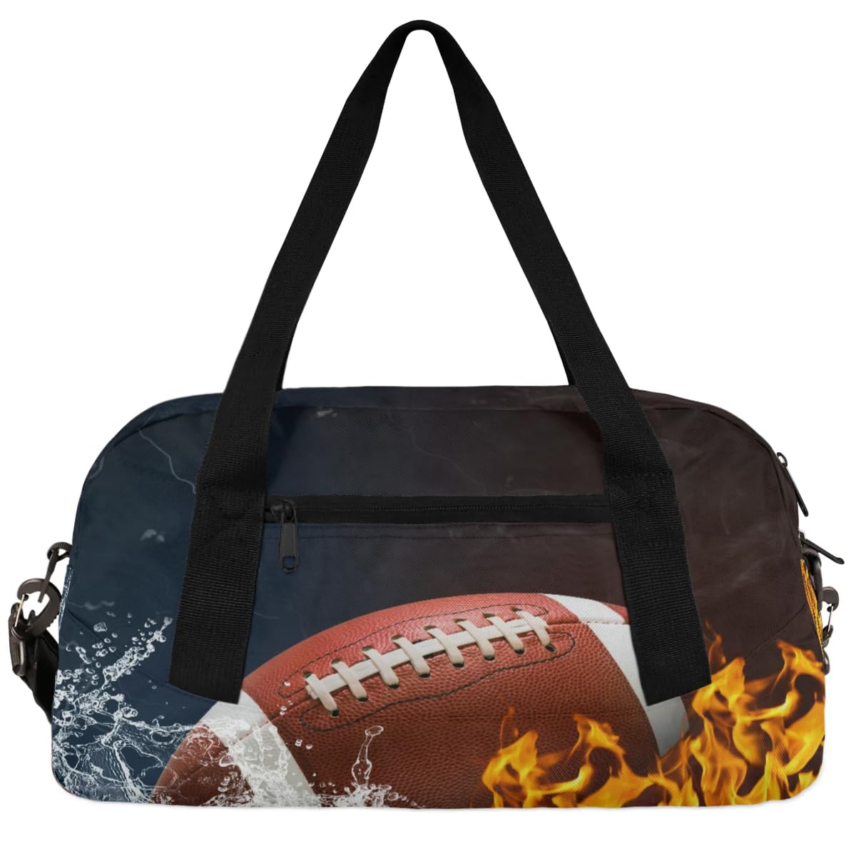 Kids Football Duffle Bag for Boys & Girls - Small Overnight Travel, Sports & Gym Weekender Carry-On Tote - Perfect for School, Soccer Practice, Weekend Trips & Sports Tournaments