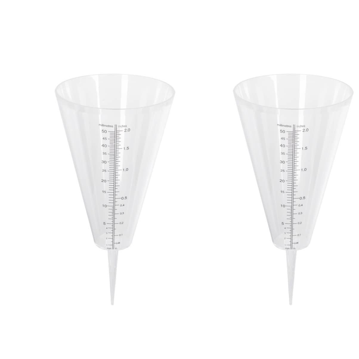 Yardwe Clear Rainfall Gauge Stake - 2pcs Easy Read Rain Meter for Garden & Outdoor