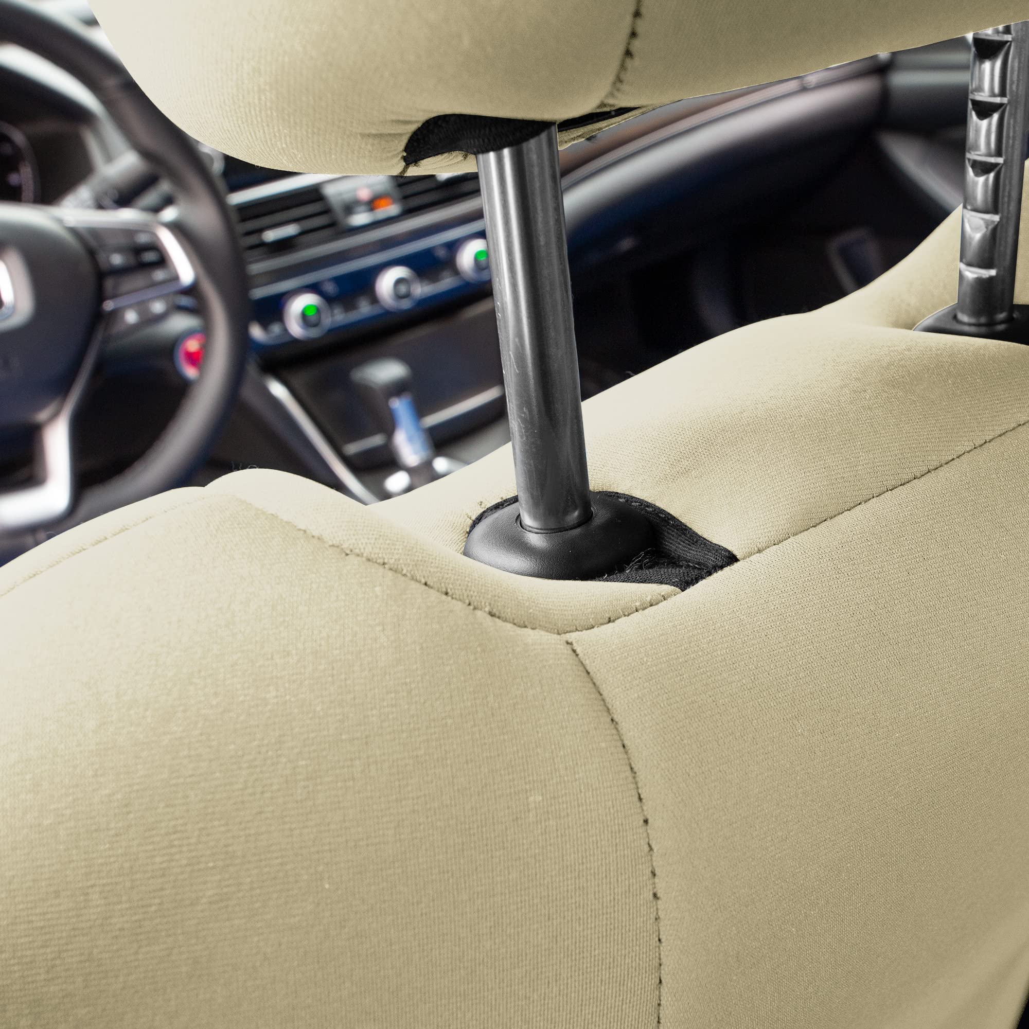 FH Group Custom Fit Neoprene Seat Covers for 2018-2022 Honda Accord (Touring/Sport/SE/EX/EX-L) - Full Set Waterproof Beige Car Seat Protectors | Durable Honda Accessories for Daily Commute & Road Trips
