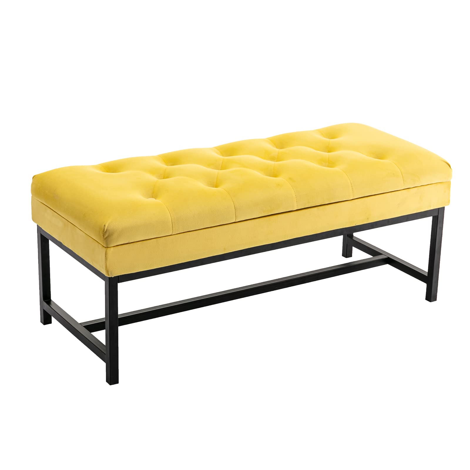 OIECAYE Velvet Upholstered Storage Bench with Metal Frame - 60