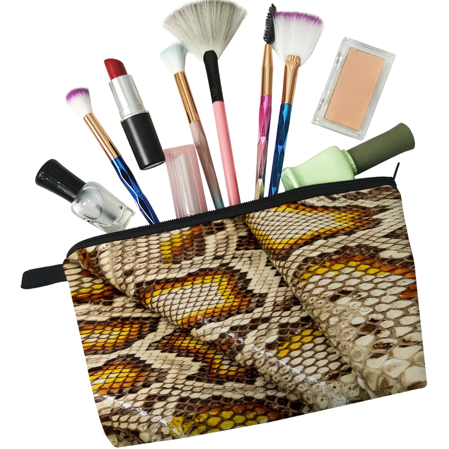 Snakeskin Cosmetic Bag - Cute Small Makeup Pouch for Travel & Toiletry Storage | Zippered Organizer with Snakeskin Pattern | Perfect Birthday Gift for Snake Lovers & Women | Great for Travel, Gym, and Everyday Use