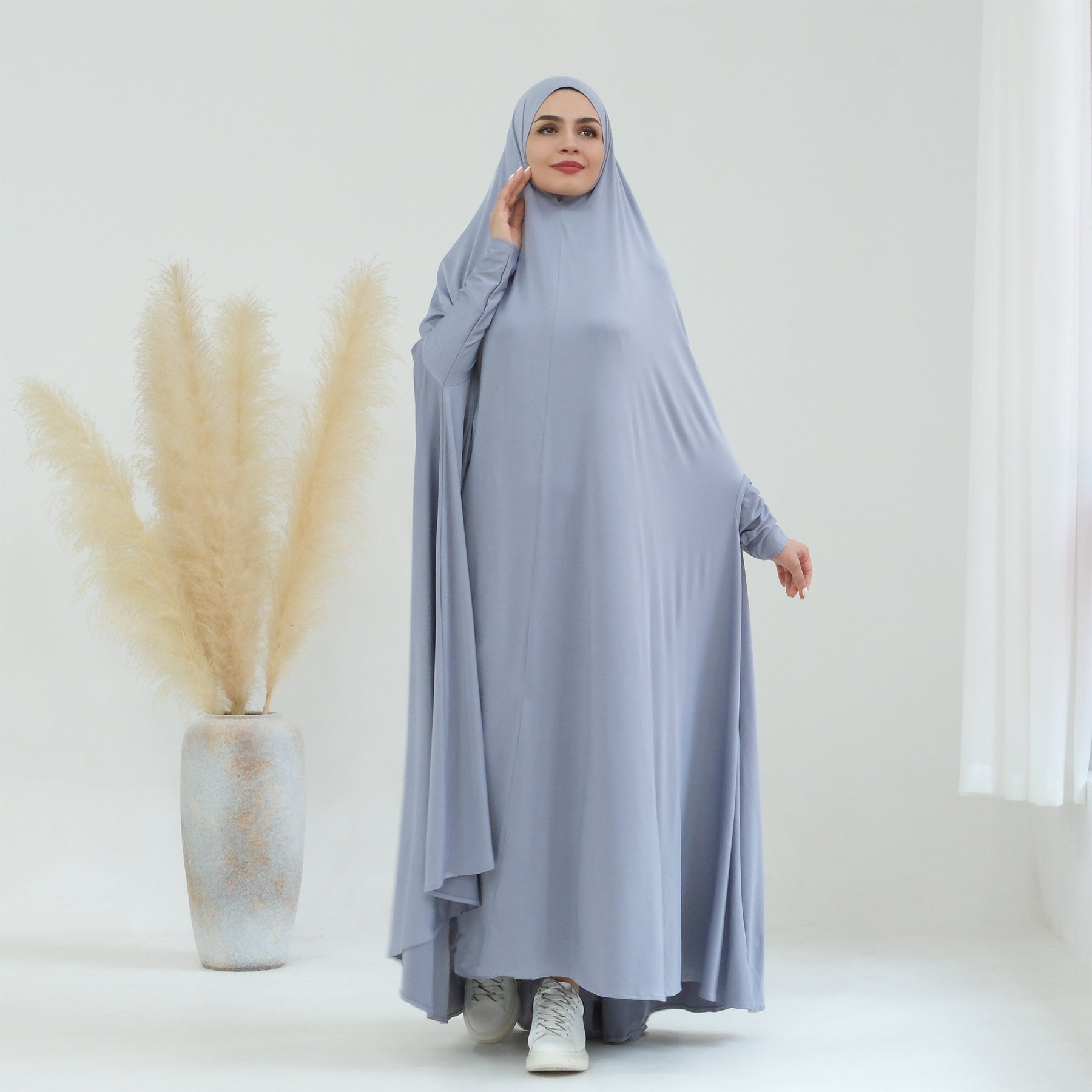Awra Cape Hijab Combo - Light Gray Modest Muslim Scarf Set for Women | Perfect for Prayer, Daily Wear & Special Occasions