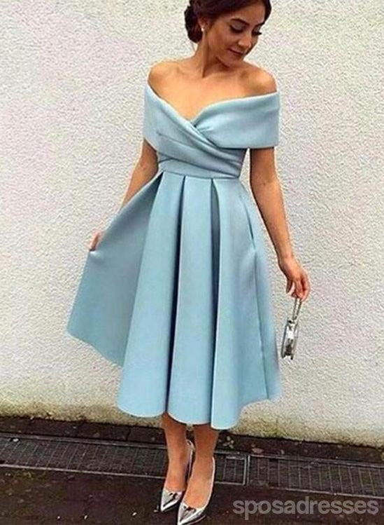 Elegant Off Shoulder Dusty Blue Short Homecoming Dress for Women - CM543 | Perfect for Prom, Party, and Special Occasions