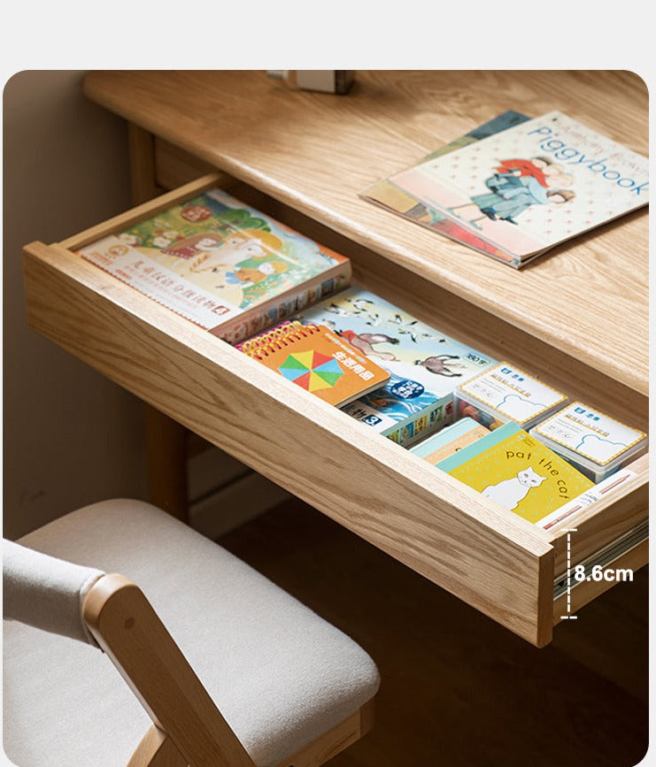 Solid Oak Wood Adjustable Height Kids Study Desk with Bookshelf - Perfect for Homework, Reading & Organizing in Bedroom or Playroom