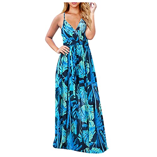 **Women's Floral Maxi Dress - Sexy Backless Boho Sundress for Casual Fall, Beach, Evening & Party Wear**