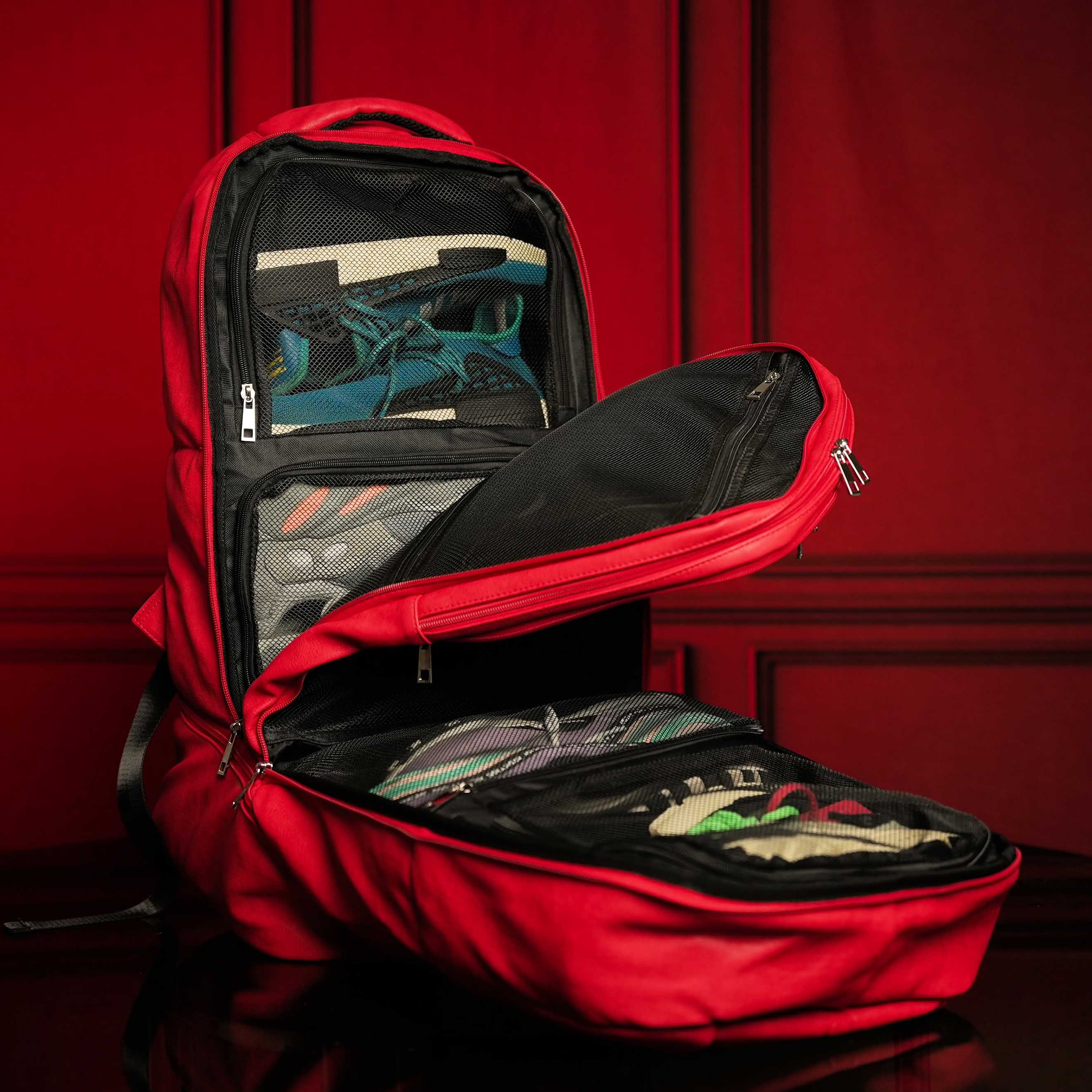 Premium Red Leather Shoe Bag for Size 17 - XL Design with Patent Protection - Perfect for Travel, Storage & Sneaker Collection Organization