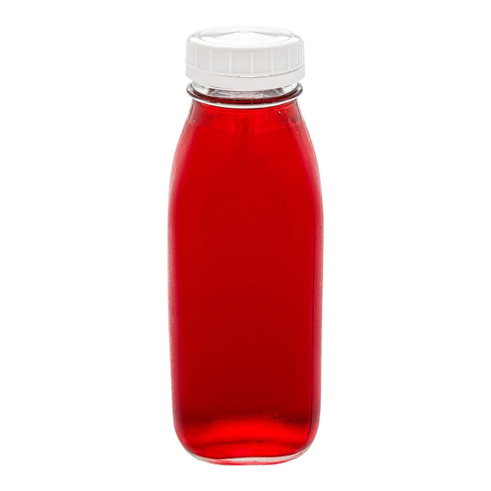 Restaurantware French Countryside 16oz Juice Bottles - 10 Pack Square Clear Glass Bottles with Tamper-Evident Caps | Reusable Storage for Smoothies, Milk Tea, Cold Brew & More | Perfect for Juice Bars, Coffee Shops & Home Kitchen Organization