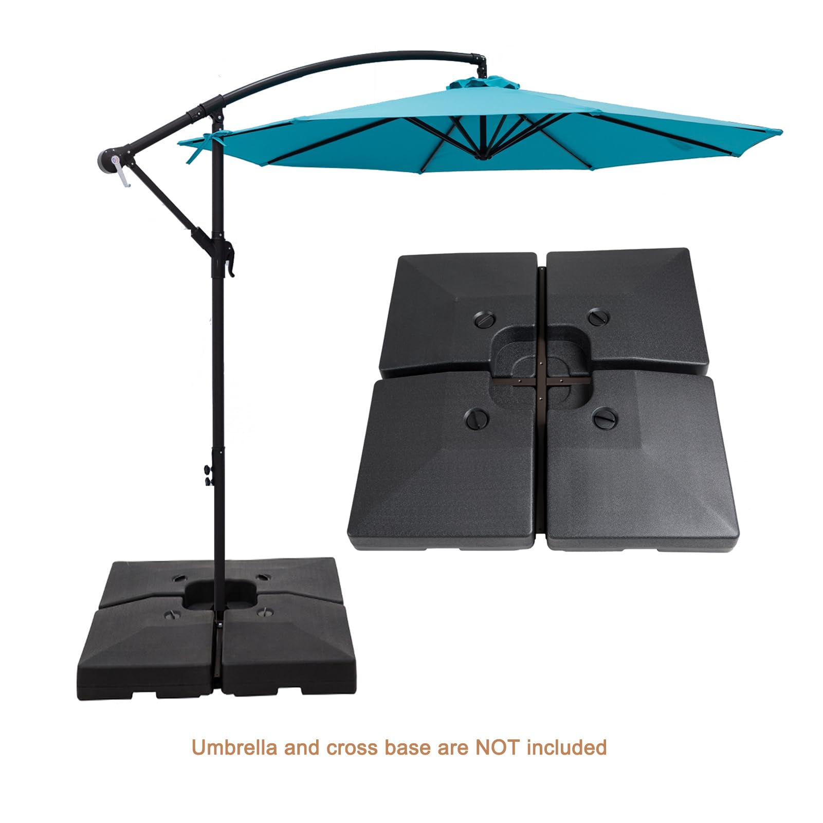 Heavy Duty 356 lb Base Weights Stand for Offset Cantilever Patio Umbrella - 4 Piece Black Set | Perfect for Outdoor, Garden, Poolside & Backyard Use