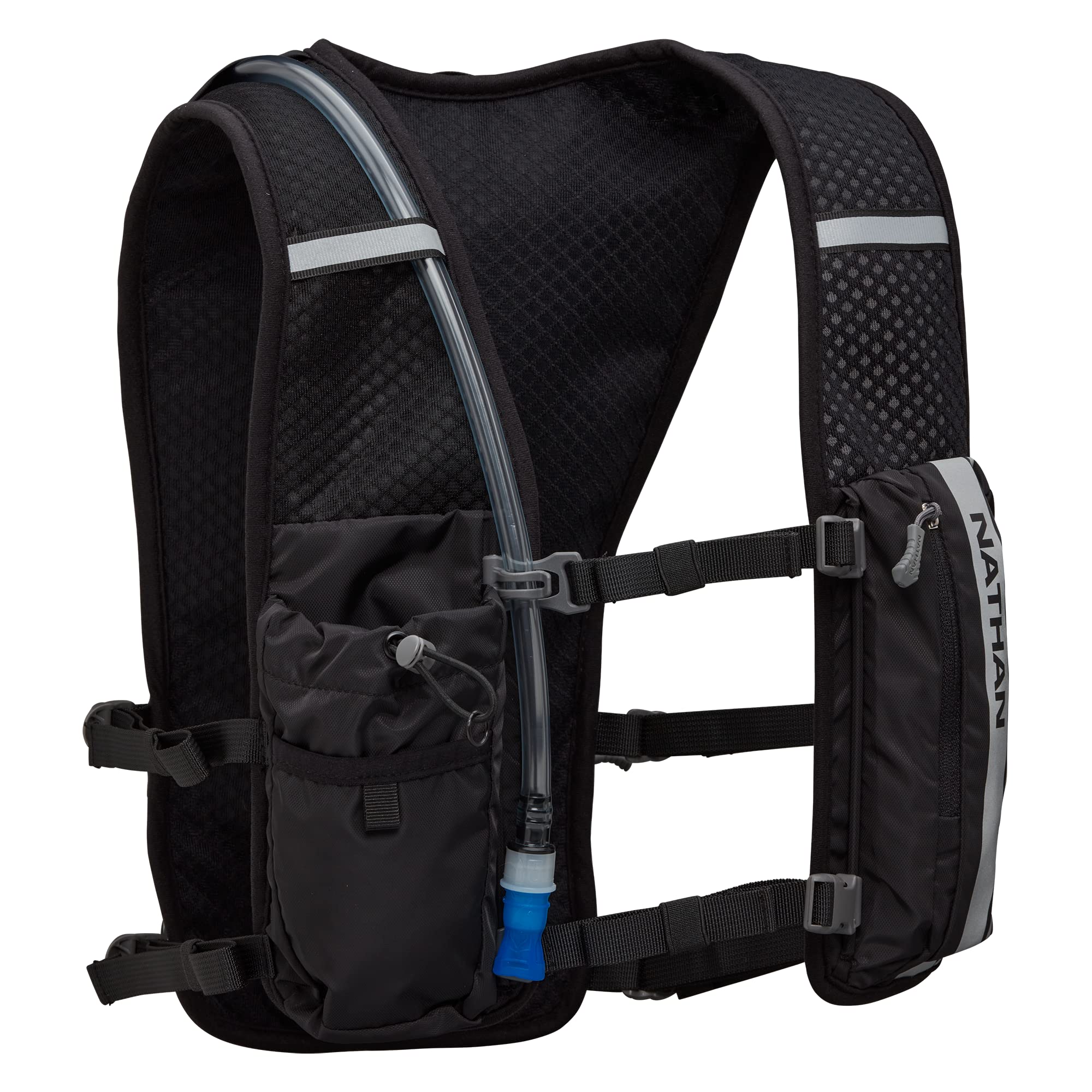 Nathan Hypernight QuickStart 2.0 4L Hydration Pack with 1.5L Bladder - Reflective Night Running Gear, Moisture-Wicking Unisex Backpack with Front Water Bottle Pockets - Perfect for Trail Running, Hiking & Outdoor Adventures