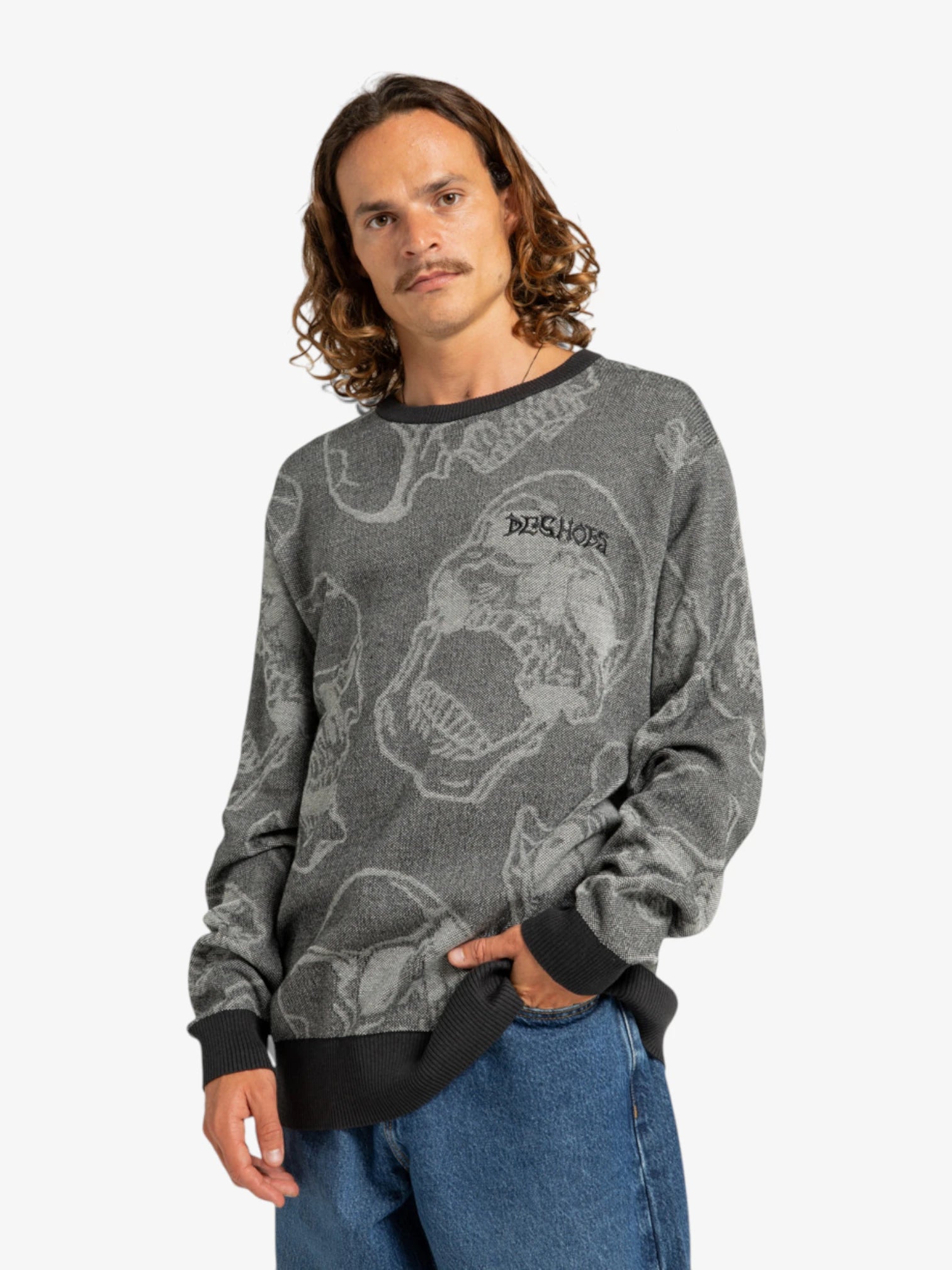 DC Fracture Grey Sweater for Men - Casual Knit Pullover for Winter & Fall Fashion | Cozy & Stylish for Outdoors, Travel & Daily Wear