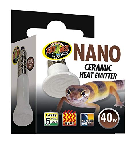 Zoo Med Nano Ceramic Heat Emitter 40W Reptile Heating Bulb - 3 Pack for Terrariums & Reptile Tanks - Ideal for Bearded Dragons, Snakes & Lizards