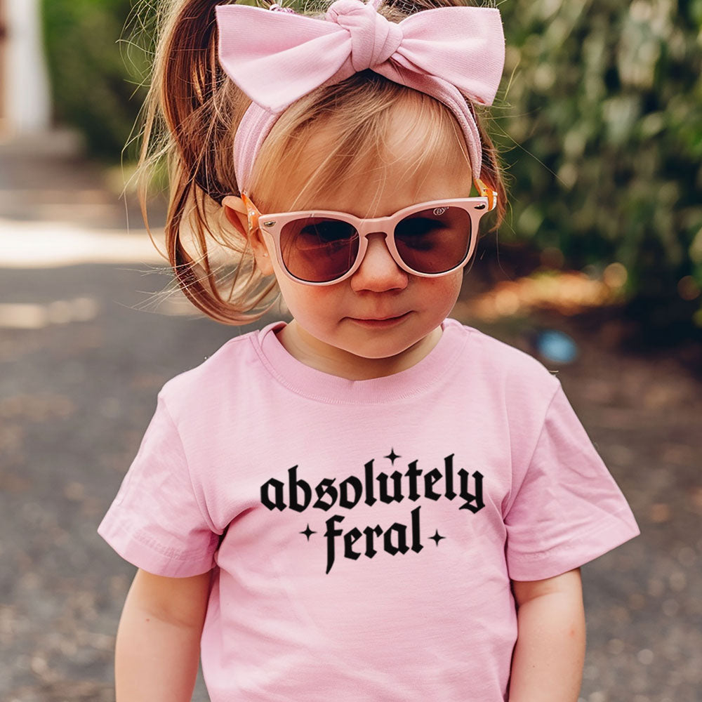 Absolutely Feral Kids T-Shirt - Funny Sarcastic Graphic Tee for Boys & Girls - Perfect for Playdates, Birthday Parties & Family Outings
