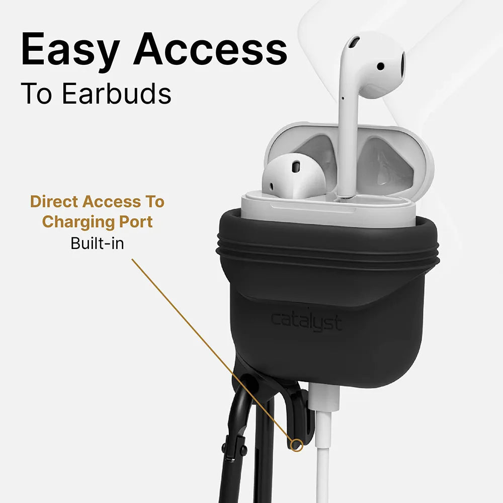 Waterproof Protective Case with Carabiner for AirPods 1st & 2nd Generation - Durable Cover for Gym, Running, Hiking & Outdoor Activities