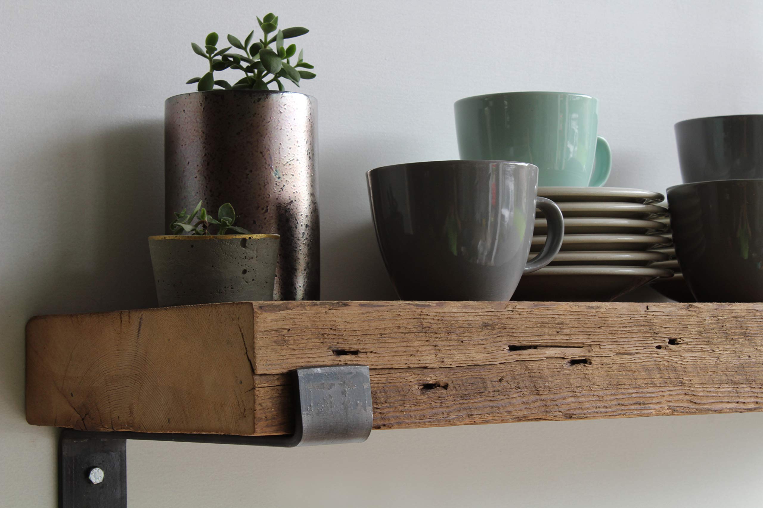 Reclaimed Barn Wood Floating Shelves with Brackets - Set of 2 (36x11.5x3 Inches) - Rustic Home Decor for Living Room, Bedroom & Kitchen Storage