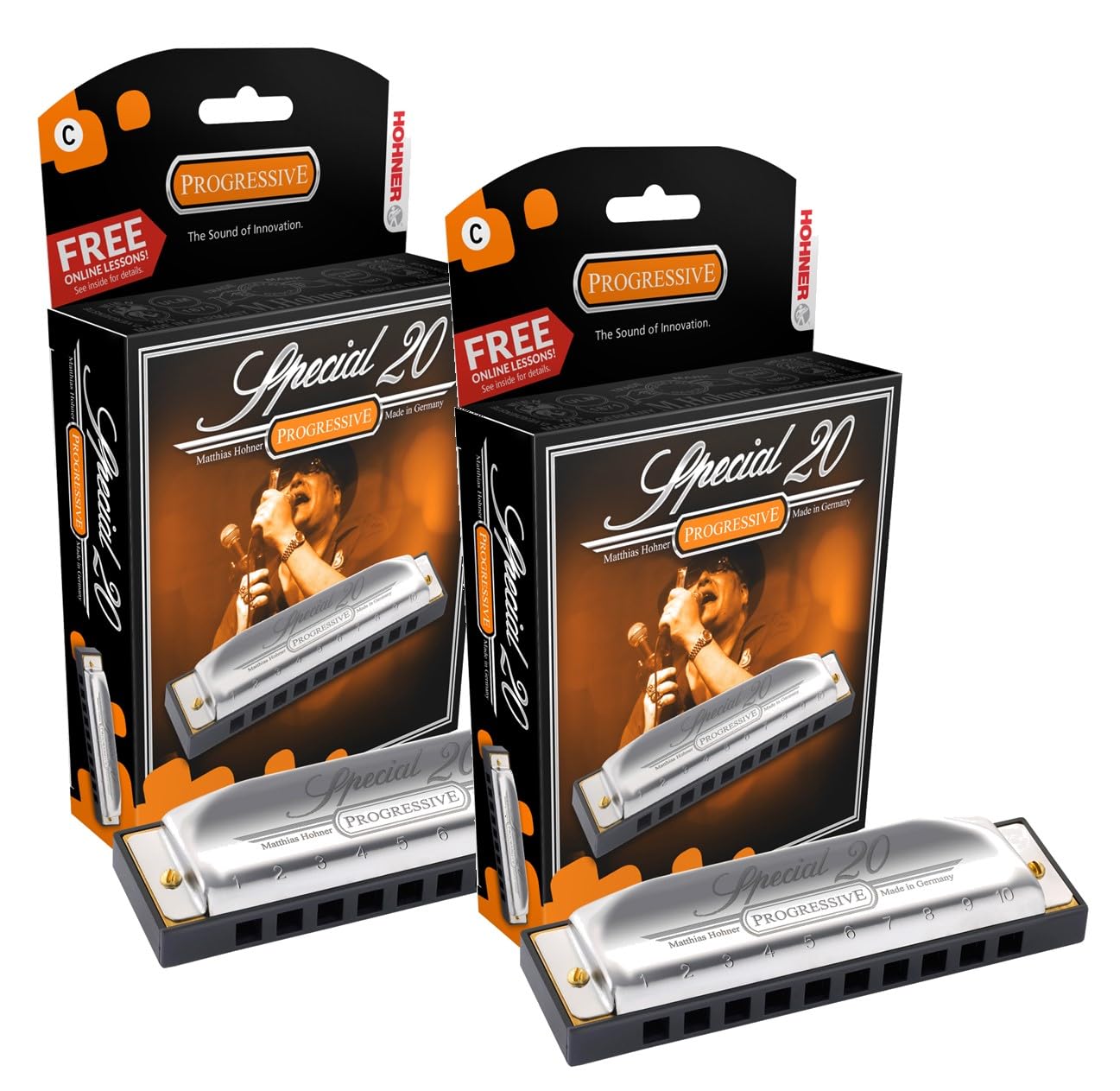 Hohner 560 Special 20 Harmonica 2-Pack in Key of C (560BX-C) - Professional Blues & Folk Harmonica for Beginners & Musicians - Perfect for Live Performances, Practice & Music Lessons