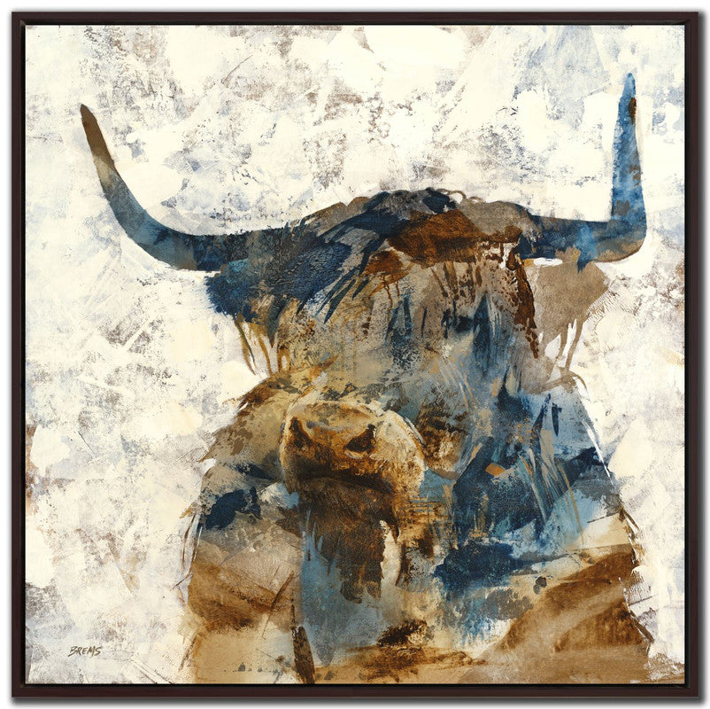 Bentley Wall Art Canvas Print - Brown & Blue Modern Abstract Painting - 33x33 Inches for Living Room, Bedroom & Office Decor