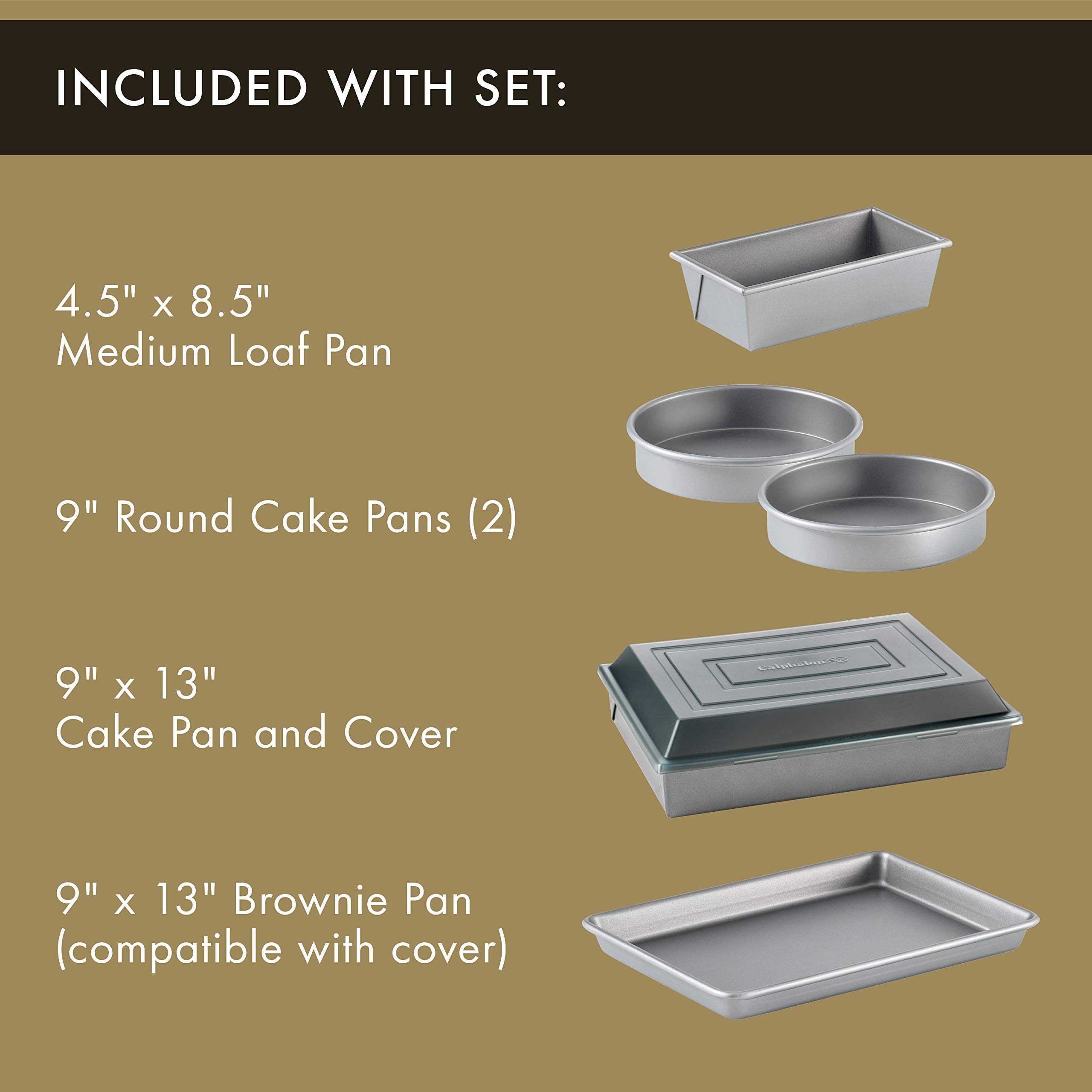 Calphalon Nonstick Bakeware Set - 10-Piece Silver Baking Pans & Cookie Sheets (12x17 Inch) for Cakes, Cookies & Pastries | Perfect for Home Baking, Holiday Treats & Party Desserts