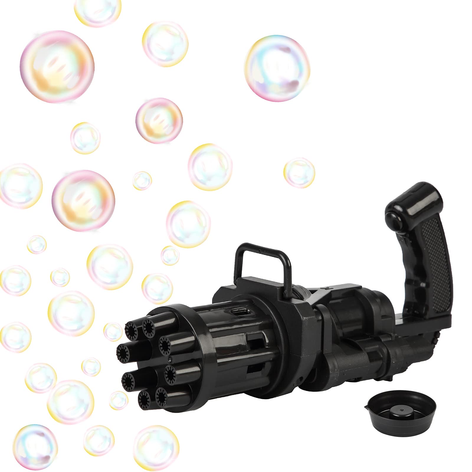 XJSGS 8-Hole Automatic Bubble Blower Gun - Bubble Machine for Kids, Cool Outdoor Toy Gift with 8 Bubble Wands, Fun for Parties, Parks, and Backyard Play (Black) - Perfect for Birthday Gifts, Summer Activities, and Family Fun