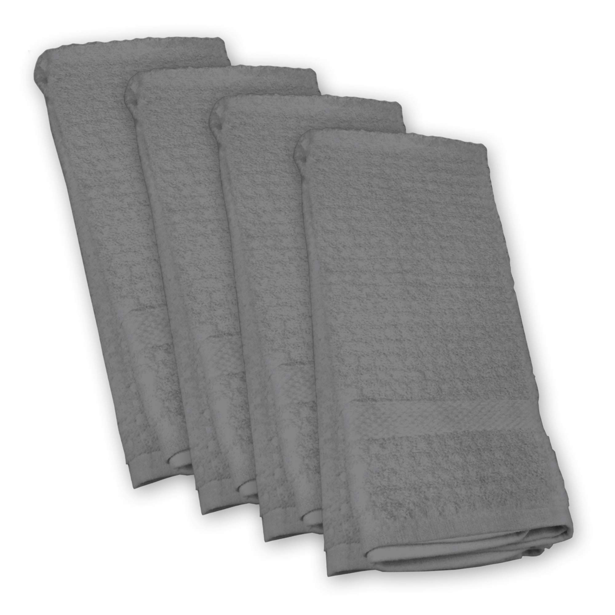 CC Home Furnishings Set of 4 Waffle Weave Gray Rectangular Dish Towels 18x28 Inches - Premium Kitchen Towels for Drying Dishes, Cleaning Countertops & Modern Home Decor