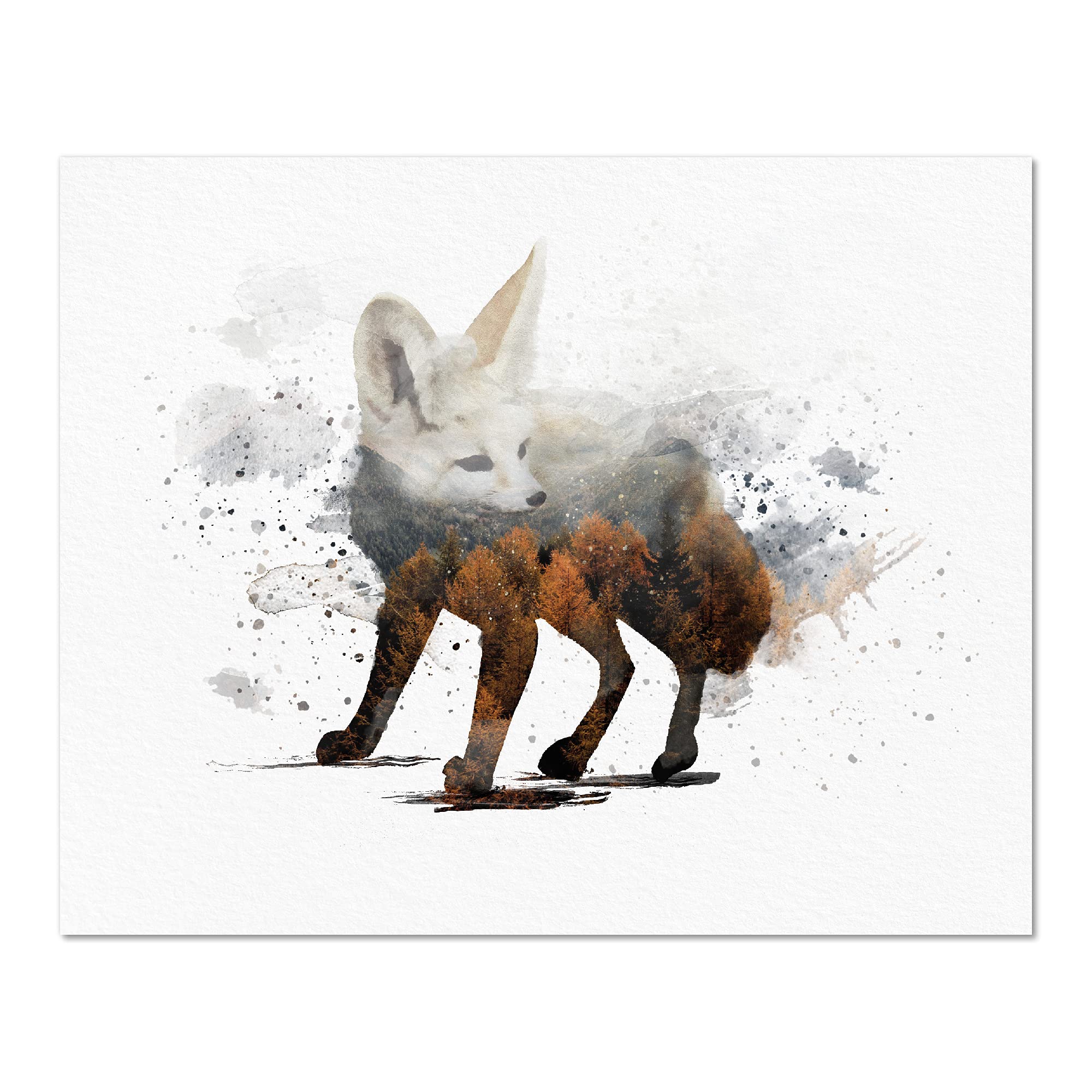 Double Exposure Fennec Fox Art Print - 8x10
