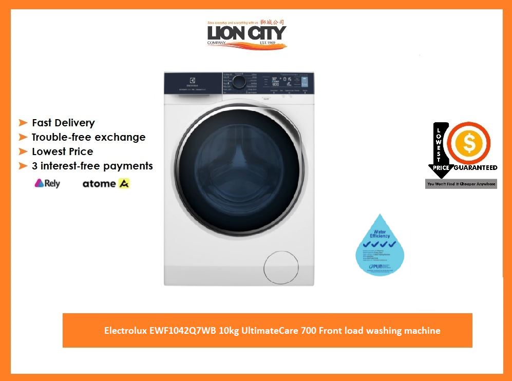 Electrolux EWF1042Q7WB 10kg UltimateCare 700 Front Load Washing Machine - Energy Efficient, Quiet Operation for Home & Laundry Room