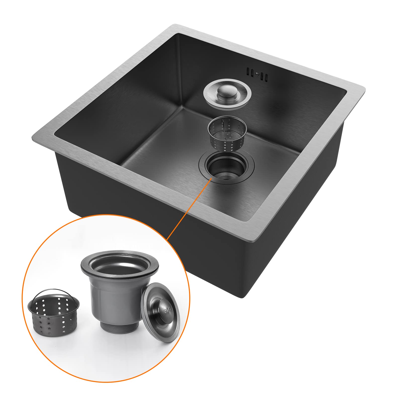 Premium 40x40cm Stainless Steel Kitchen Sink with Drain Filter - Undermount Design for Modern Countertops | Perfect for Home Renovation & Commercial Kitchens