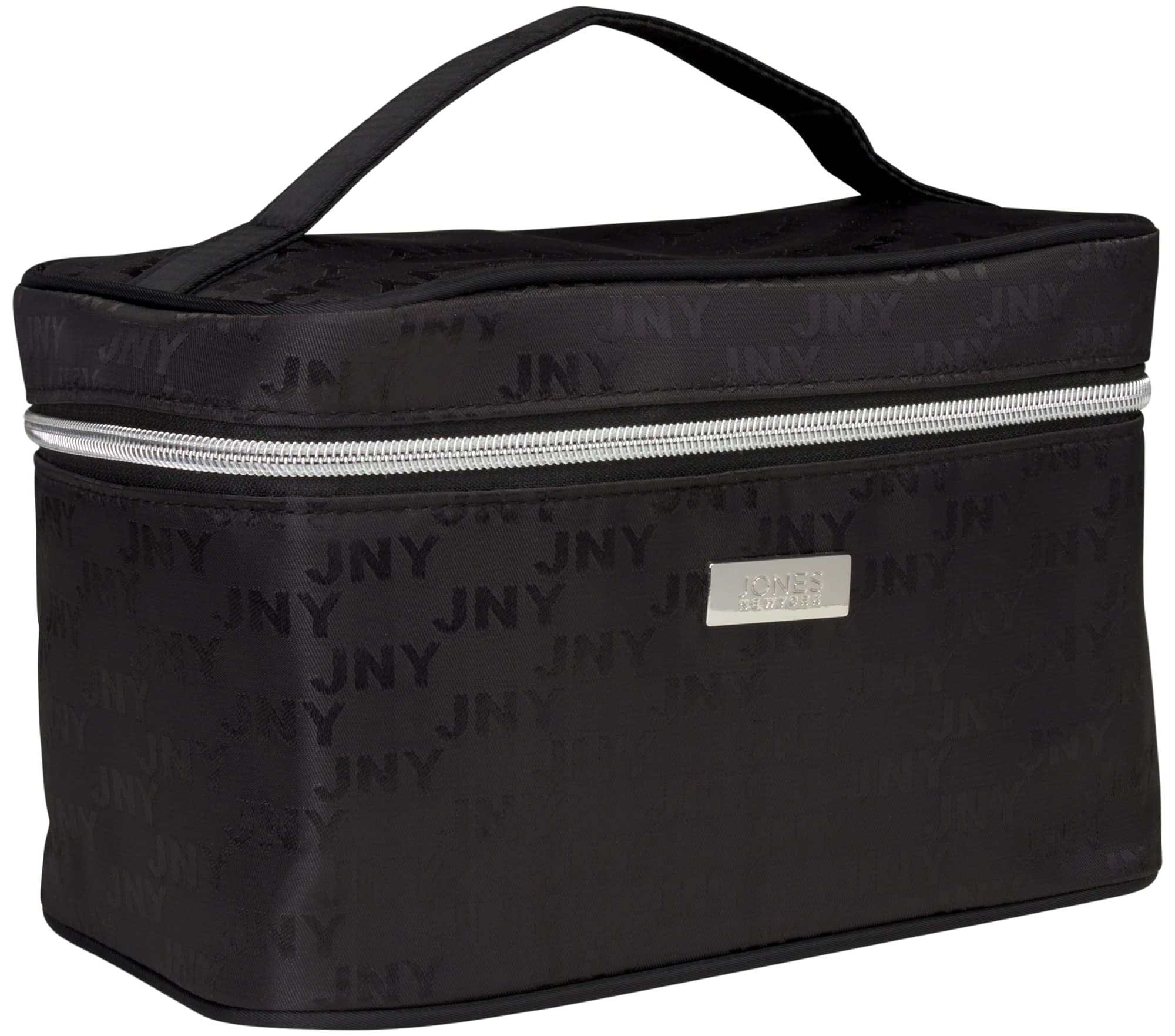 Jones New York Women's Cosmetics Bag - Travel Makeup Organizer & Toiletry Case with Black Tonal Logo | Perfect for Vacation, Business Trips & Daily Beauty Storage