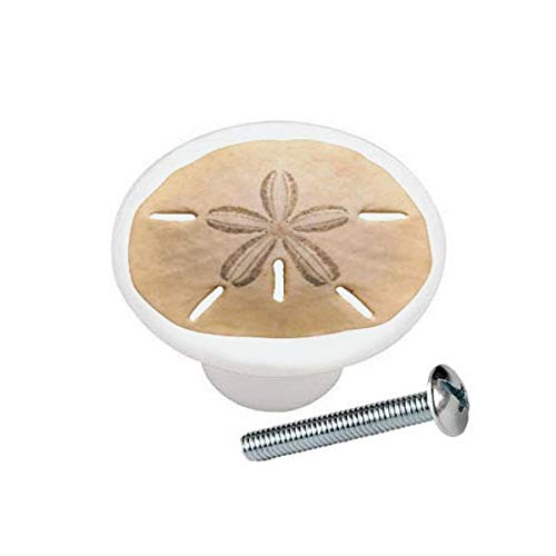 Sand Dollar Ceramic Drawer Knobs - Decorative Seashell Cabinet Pulls for Dresser & Cupboard - Glossy Finish - Perfect for Beach House & Coastal Decor