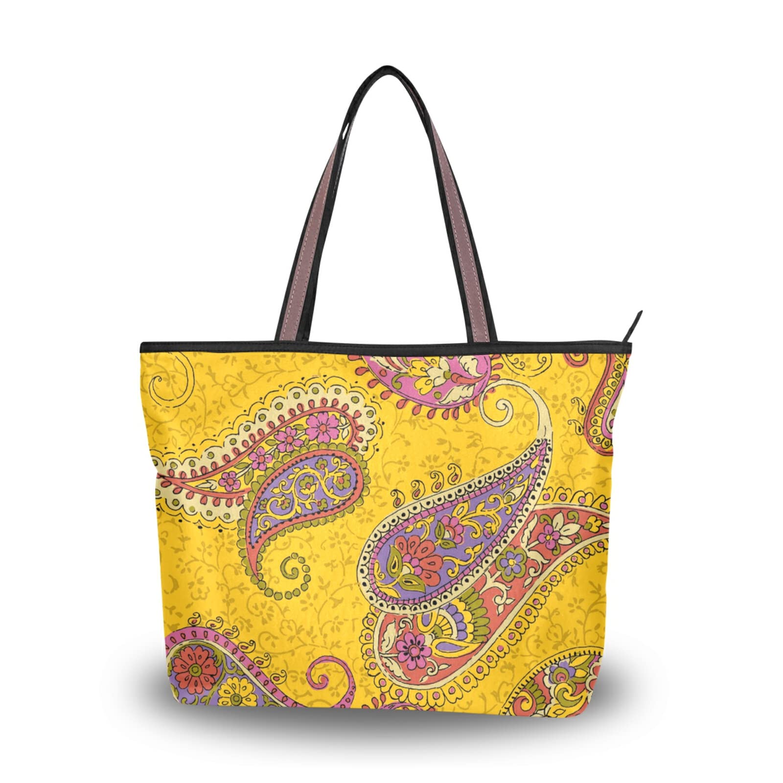 Mandala Tote Bag for Women - Large Zippered Grocery Purse for Daily Use & Travel
