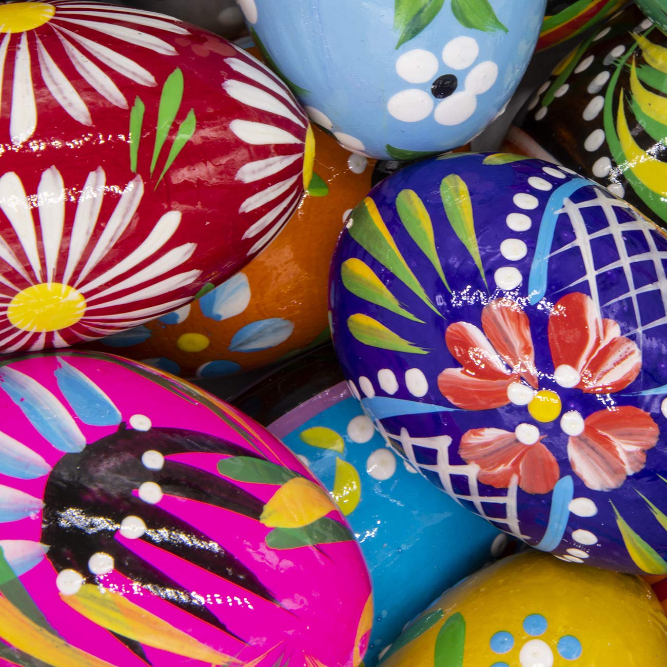 12 Hand-Painted Polish Easter Egg Decorations - Wooden Pysanky Pisanki Eggs for Easter Basket, Home Decor, and Holiday Gifting