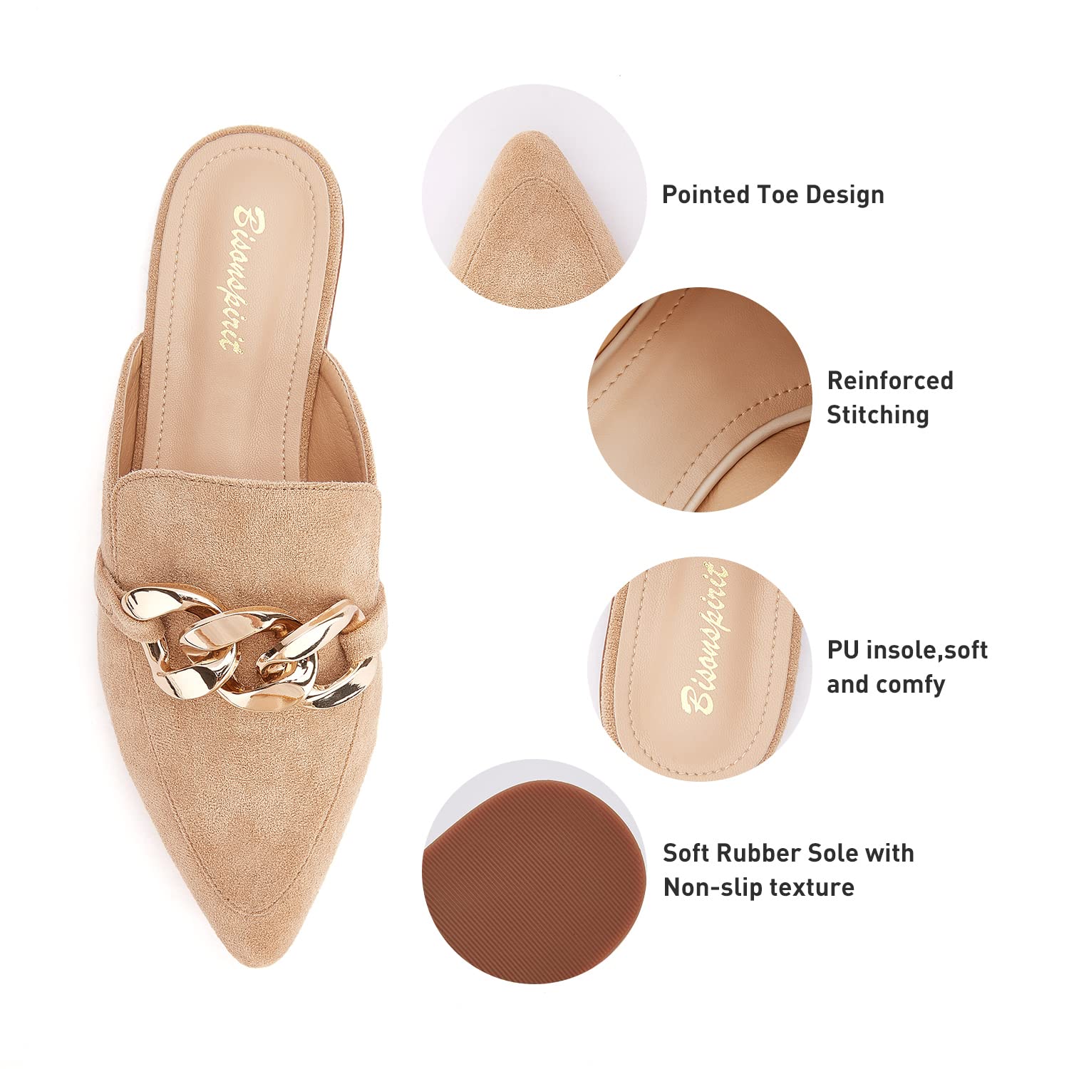 Women's Pointed Toe Mule Loafers - Slip On Flat Slides for Comfort & Style | Perfect for Office, Casual Outings & Everyday Wear