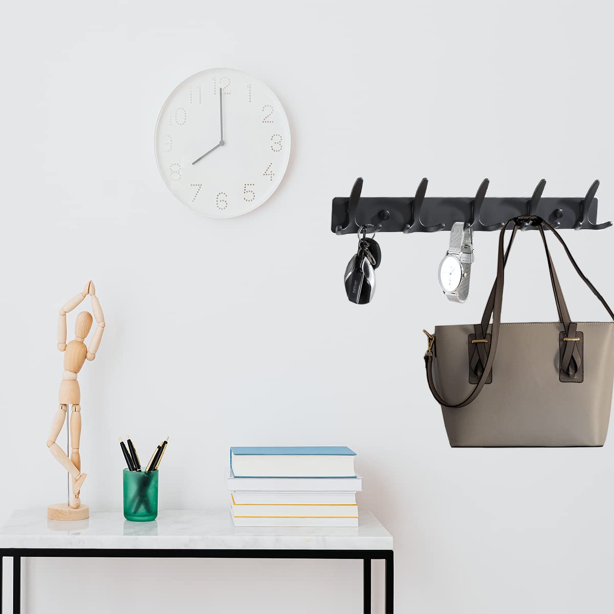 TUOHBOVA 15-Pack Black Aluminum Wall Hooks - Heavy Duty Towel Holder for Bathroom, Kitchen, Door & Garage - Space Saving Organizer for Hats, Coats, Keys & More