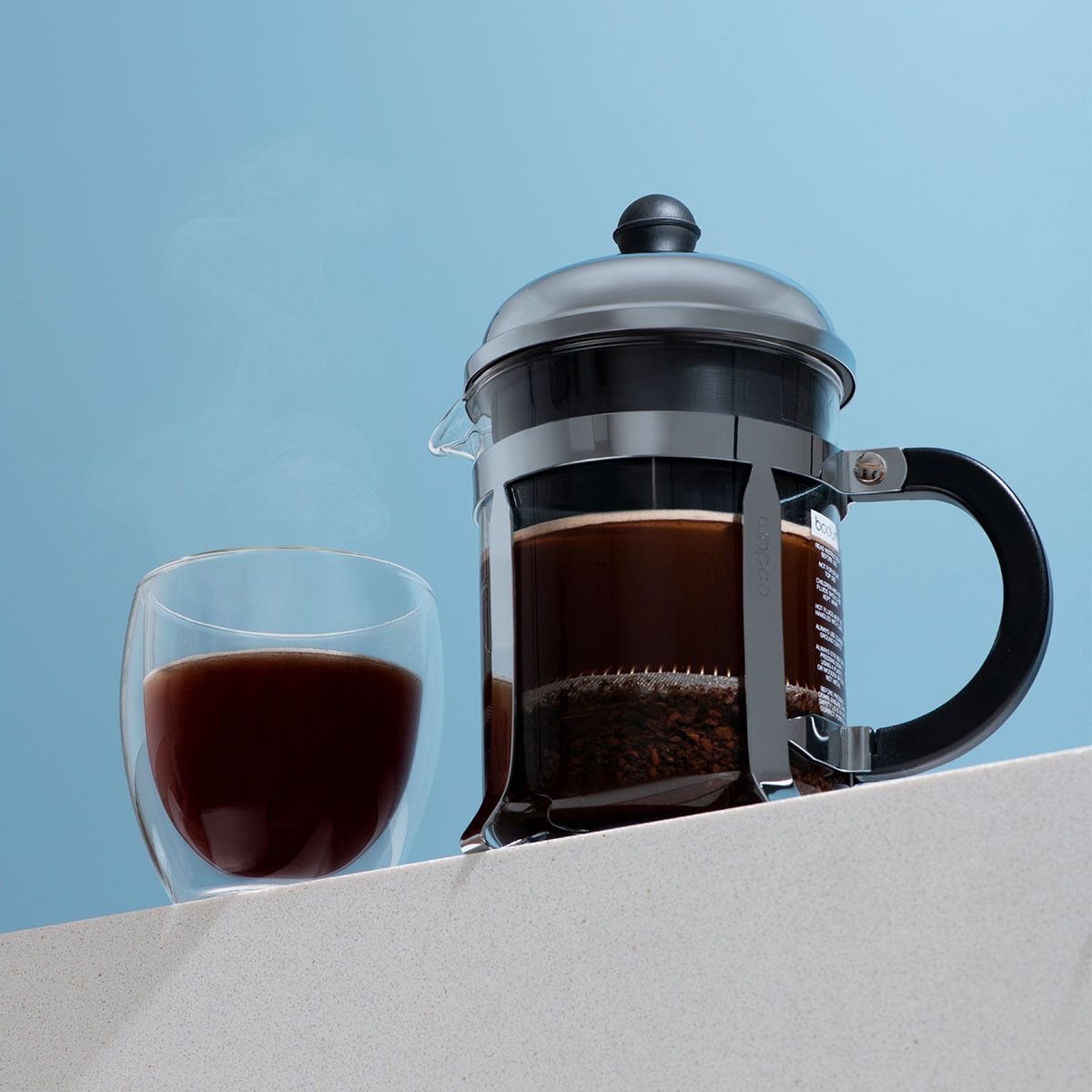 Bodum Chambord 4 Cup French Press Coffee Maker - Stainless Steel Chrome Plated - Perfect for Home, Office & Camping Coffee Brewing
