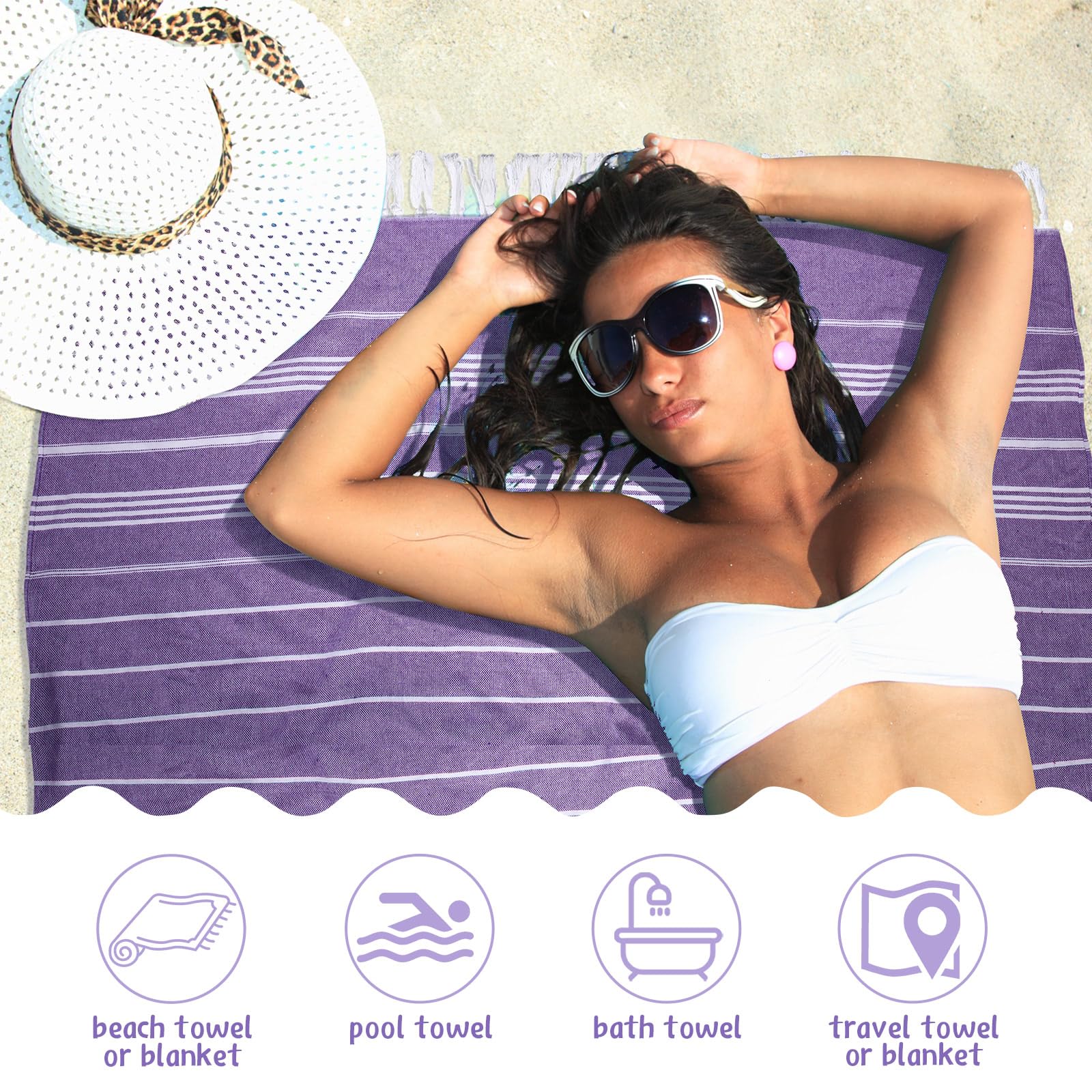 Moukeren 6 Pack Oversized Turkish Beach Towels 61