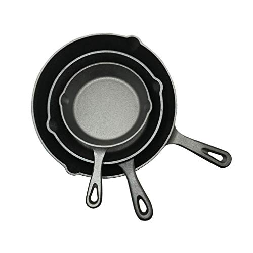 UPKOCH 3-Piece Cast Iron Skillet Set - 16cm, 20cm, 25cm Nonstick Frying Pans for Eggs, Pancakes & Cooking | Uncoated, Heavy-Duty Saucepan for Home Kitchen, Stovetop & Outdoor BBQ | Perfect for Camping, Grilling & Everyday Meals