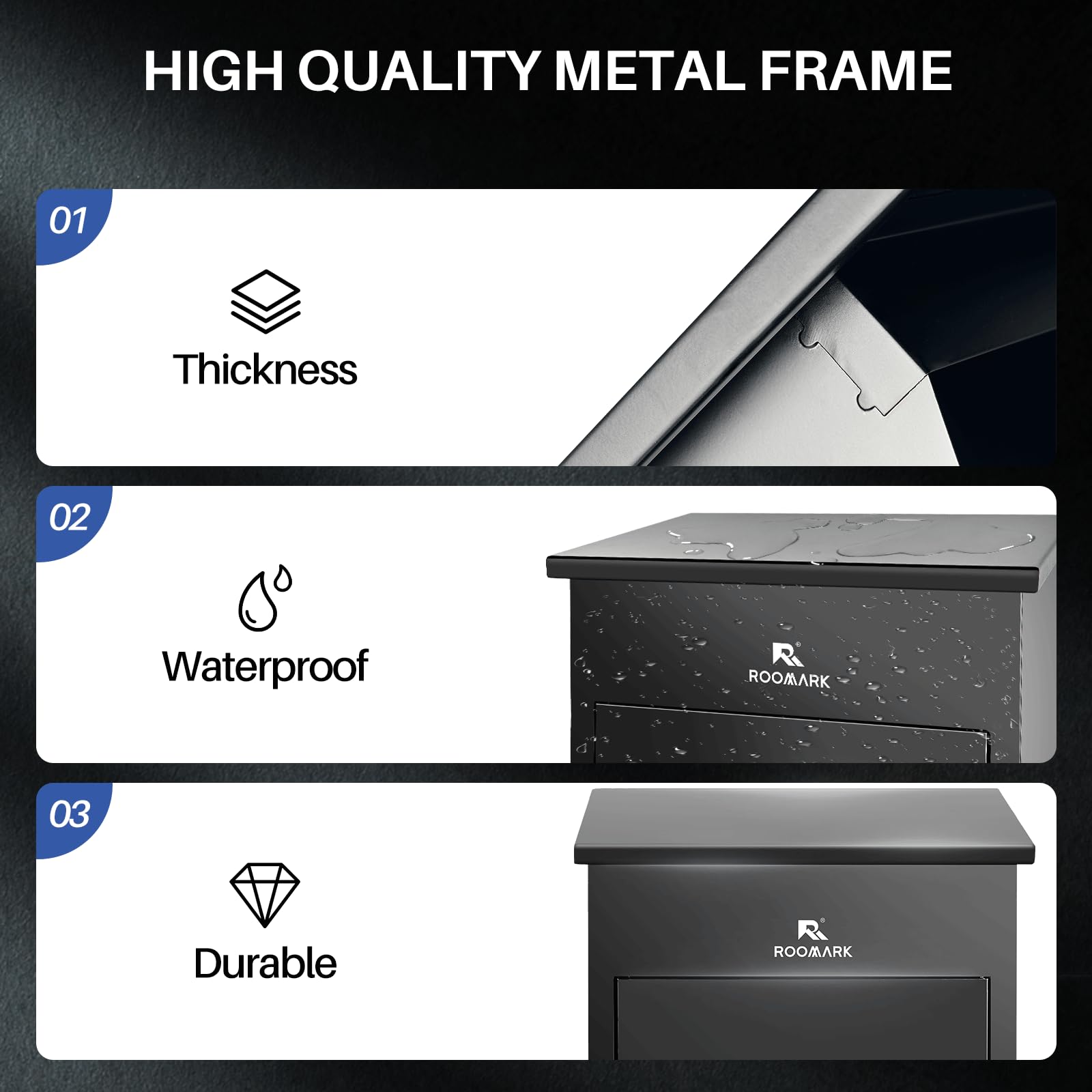 17x14x23 Inch Waterproof Weather-Resistant Galvanized Steel Package Delivery Box - Outdoor Mailbox for Porch, Fence & Curbside - Large Capacity Black Parcel Drop Box (Perfect for Secure Package Delivery, E-commerce Shipments & Mail Protection)