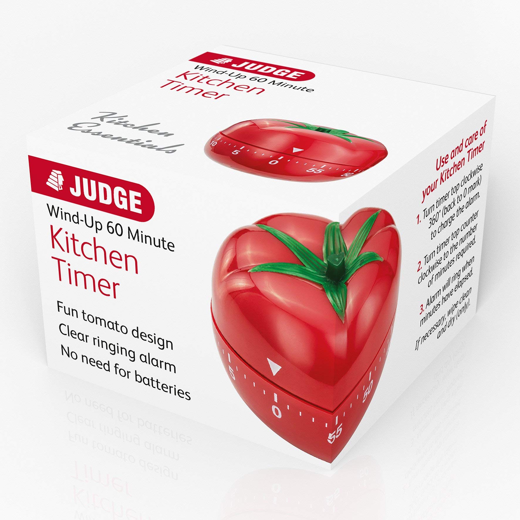 Judge Tomato Kitchen Timer TC336 - 60 Minute Mechanical Wind Up Cooking Timer with Loud Alarm | 1 Year Warranty | Perfect for Baking, Cooking, Meal Prep & Classroom Activities