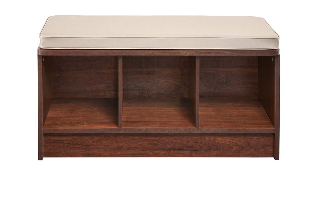 ClosetMaid 1309 3-Cube Storage Bench with Seat, Dark Cherry Finish - Perfect for Entryway, Bedroom & Living Room Organization
