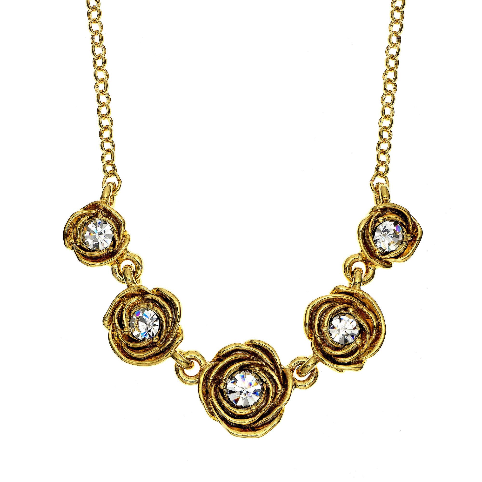 Elegant Crystal Rose Necklace for Women - 3 Plating Color Options | Fashion Jewelry & Accessories | Perfect for Parties, Weddings & Everyday Wear