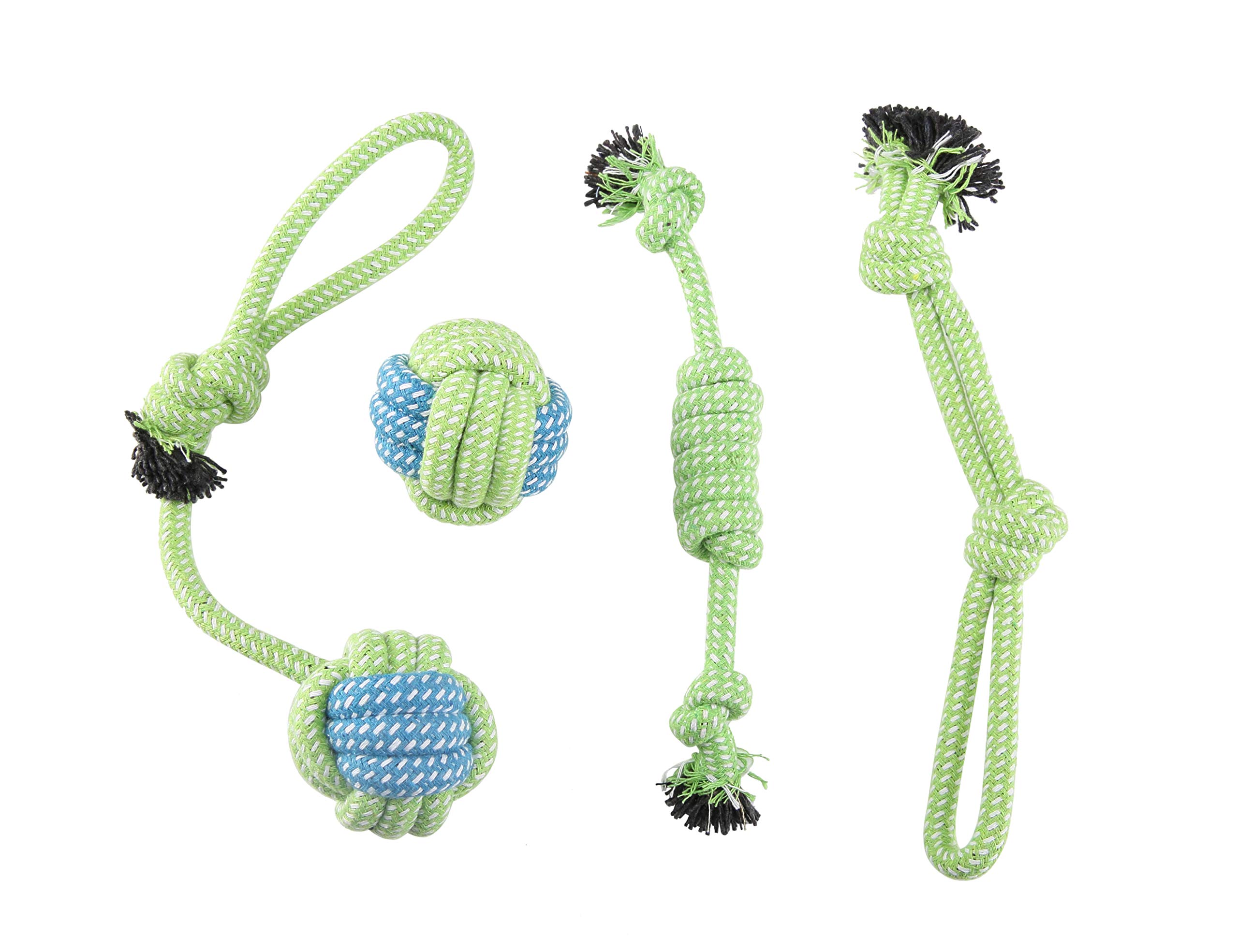 GOGOPETS Durable Dog Chew Toys Rope Set - 4 Pack Washable Cotton Rope Chew Toys for Small Dogs & Puppies | Interactive Play, Teeth Cleaning, Training Reward for Indoor & Outdoor Use