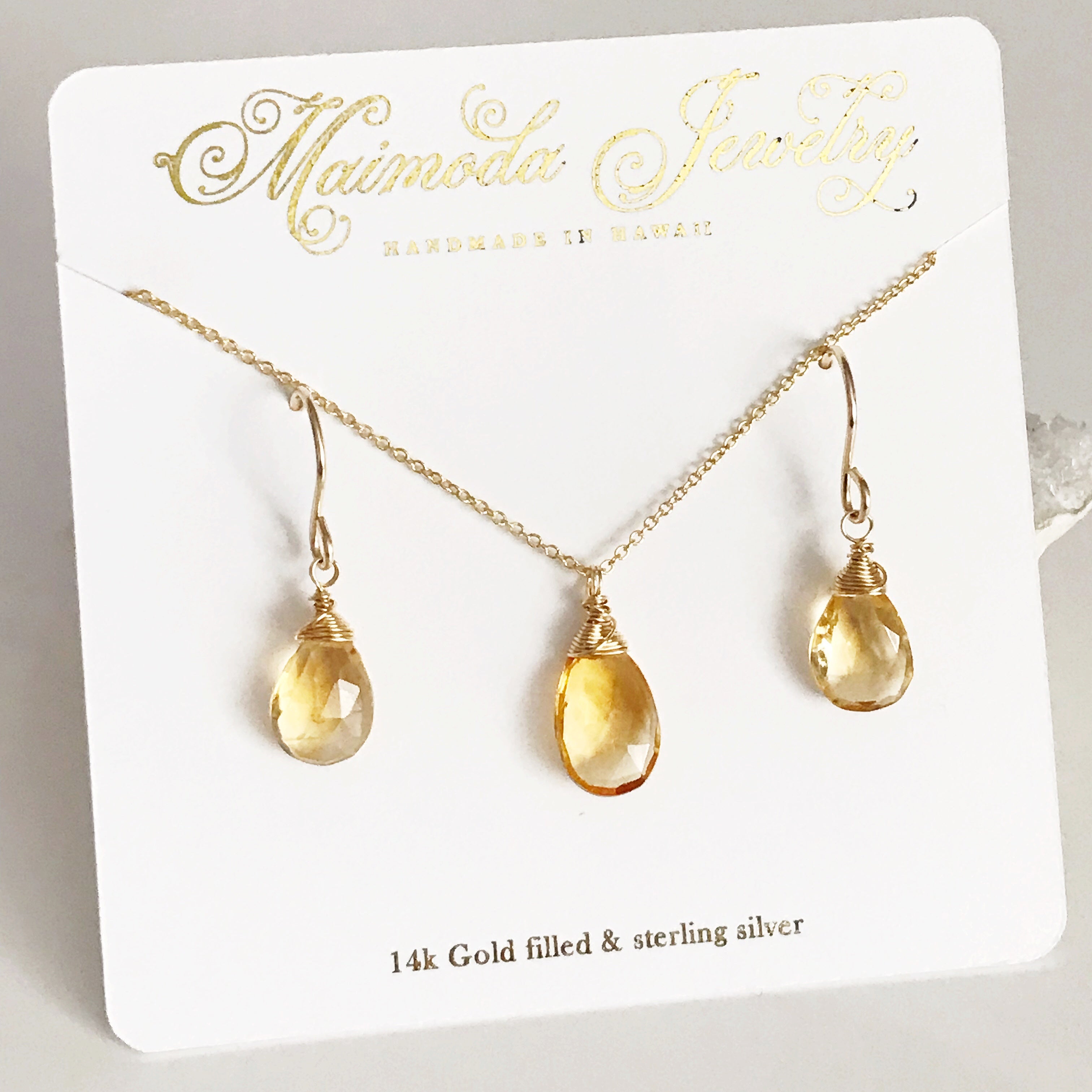Natural Citrine Jewelry Set (S107) - Elegant Necklace & Earrings for Women, Perfect for Gifts, Parties & Special Occasions