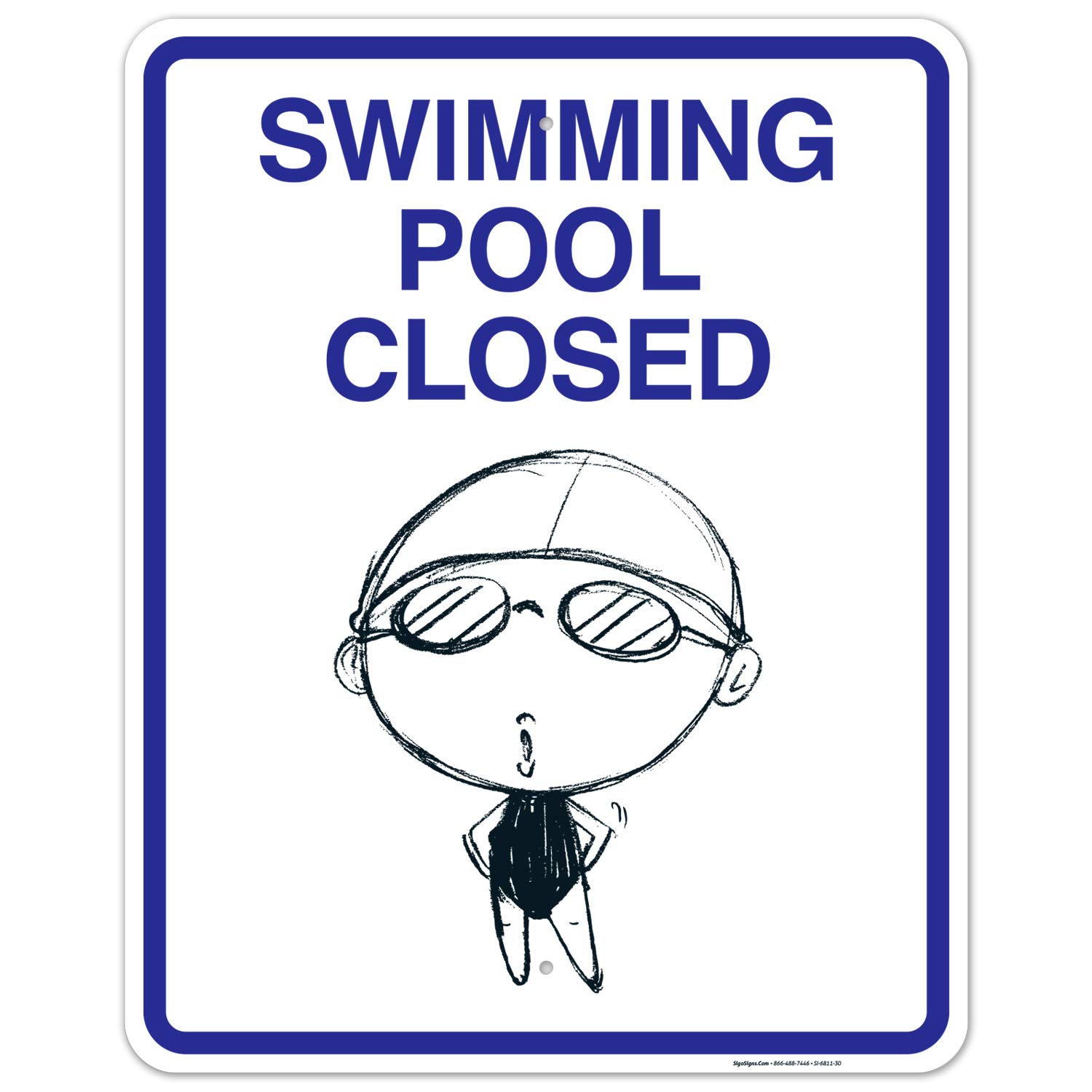 Pool Closed Sign - 24x30 Inches, Rust-Free .063 Aluminum, Fade Resistant Swimming Pool Sign for Indoor/Outdoor Use, Made in USA - Ideal for Public Pools, Hotels, and Community Centers