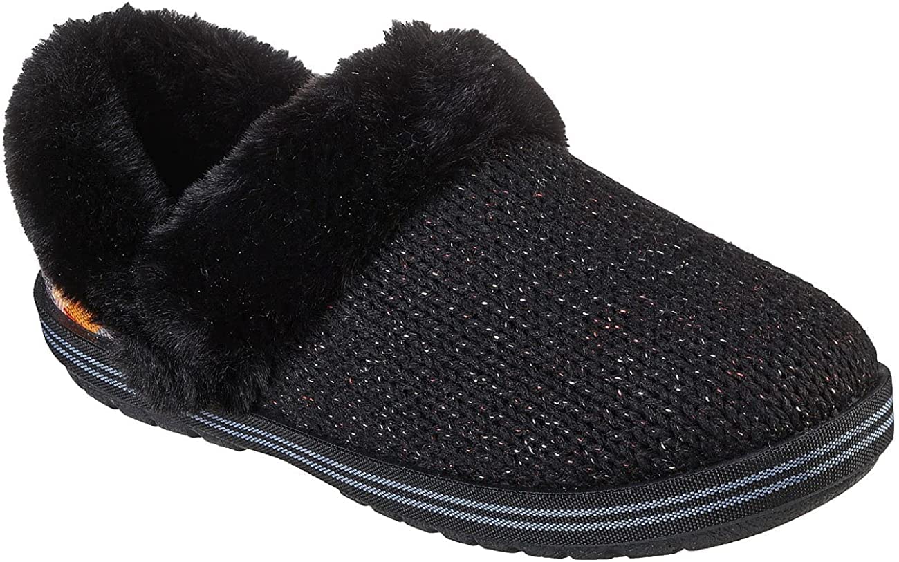 Skechers Women's Bobs Too Cozy Mixed Discovery Slippers - Soft Memory Foam Indoor/Outdoor House Shoes for Women, Black & Multi Color, Size 6 - Perfect for Lounging, Yoga, and Casual Wear at Home