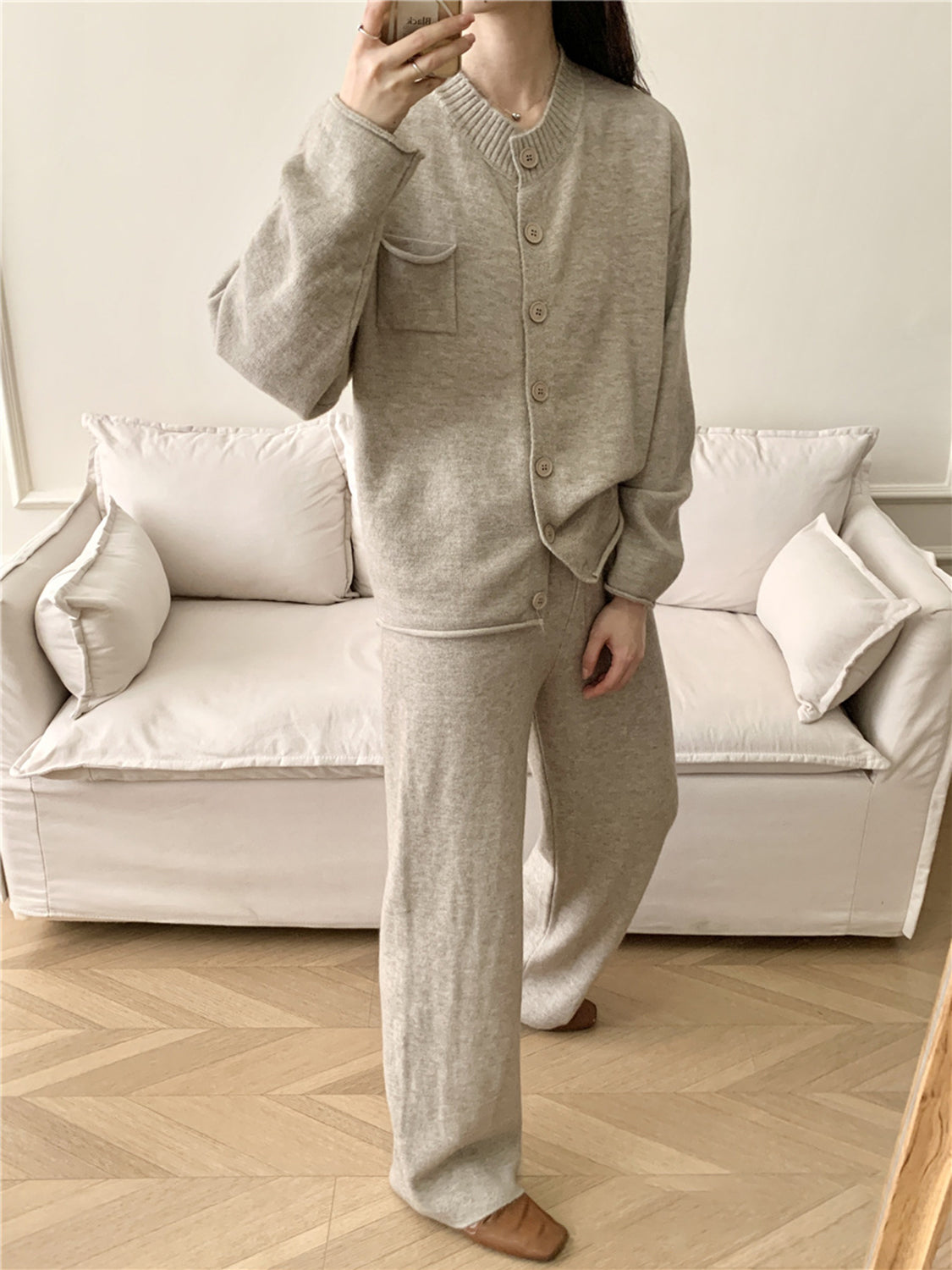 Women's Button Up Cardigan and Pants Sweater Travel Set - Soft Knit Loungewear for Home, Office & Vacation Outfits