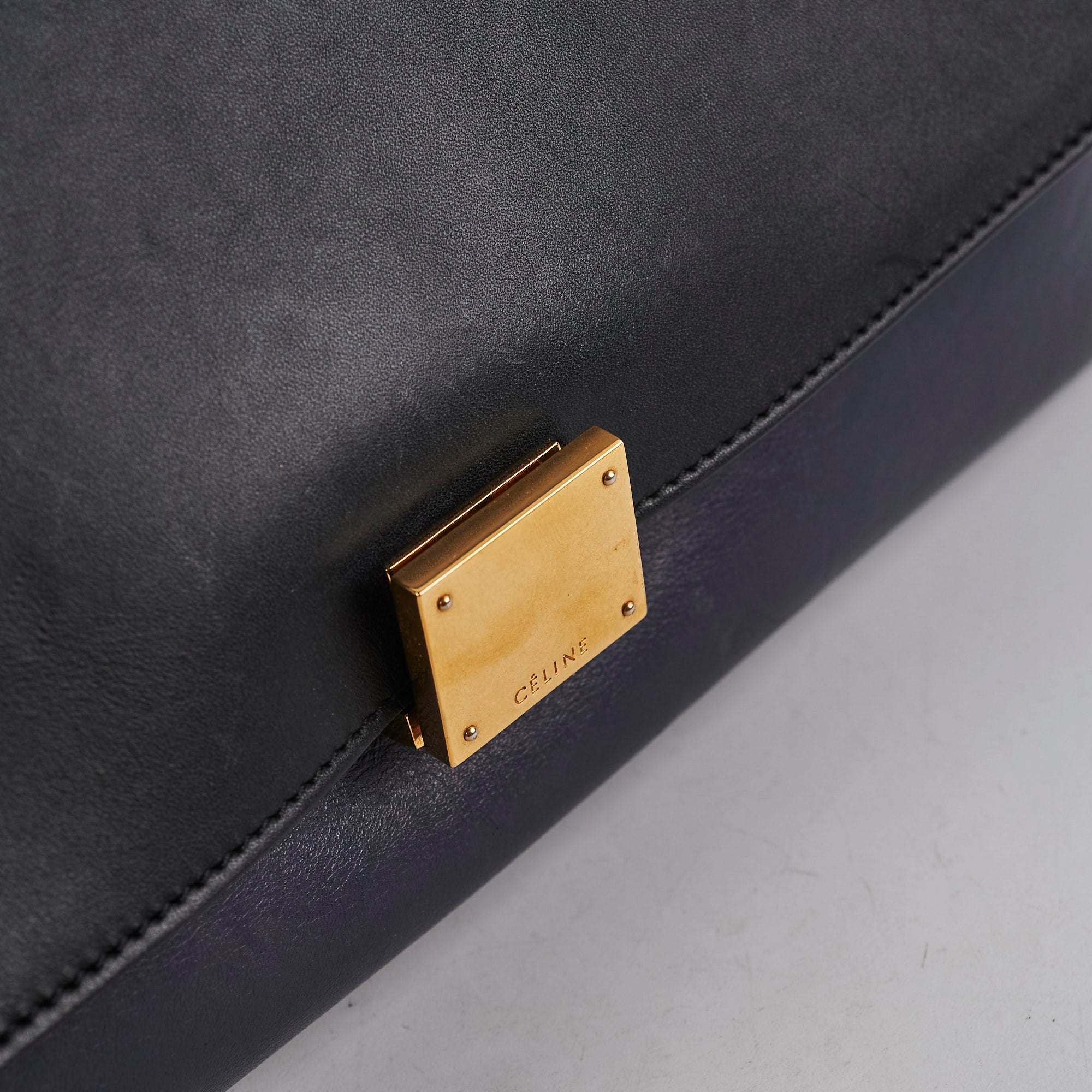 Celine Medium Trapeze Handbag in Navy & Black - Luxurious Leather Crossbody Bag for Women | Perfect for Work, Travel & Evening Events