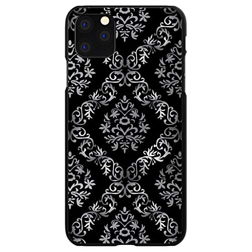 Black White Silver Grey Damask On Black Case