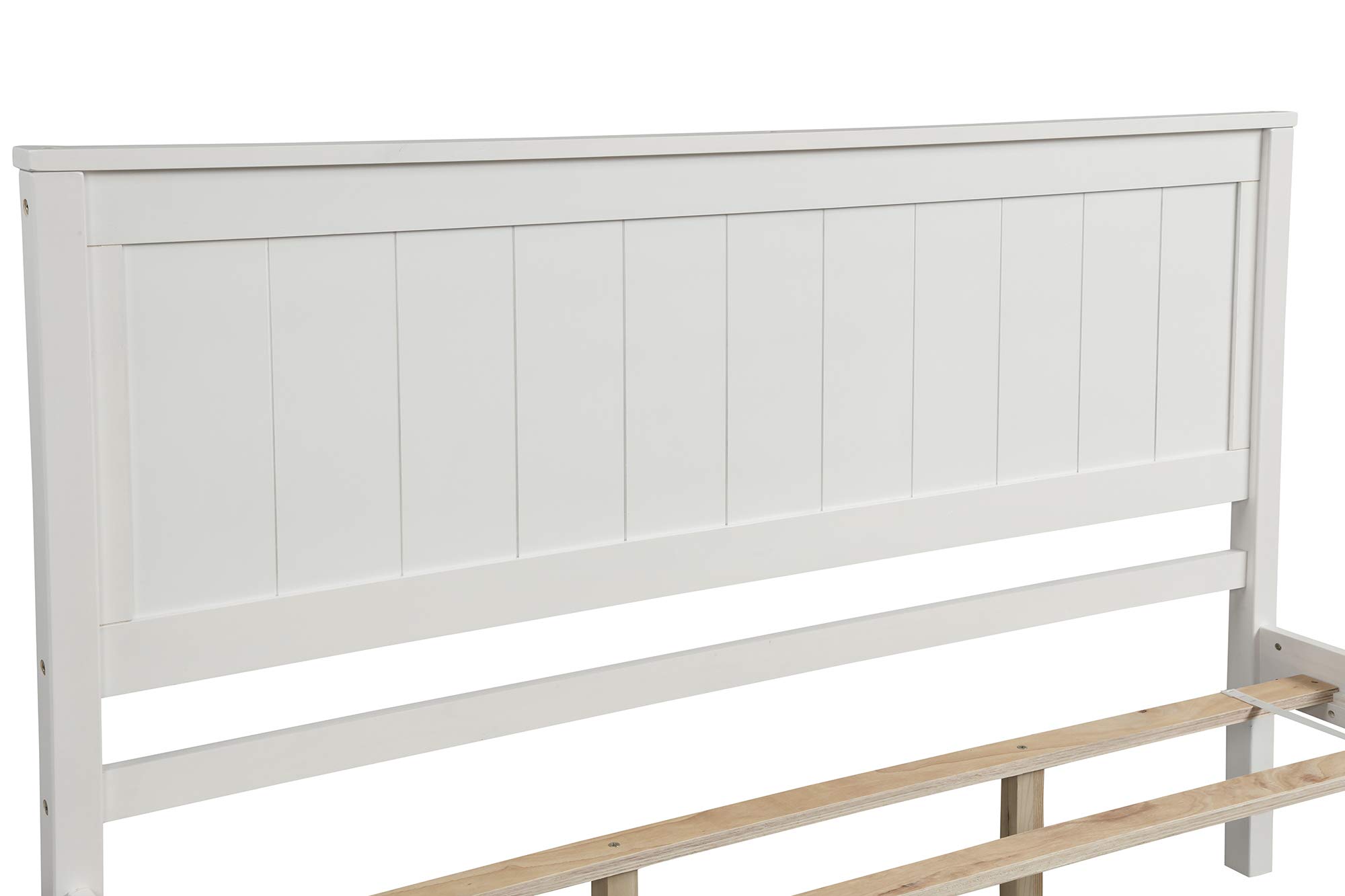 Queen Size Wooden Bed Frame with Headboard - Modern Minimalist Platform Bed with Wood Slat Support (No Box Spring Needed) - Perfect for Master Bedroom, Guest Room & Small Space